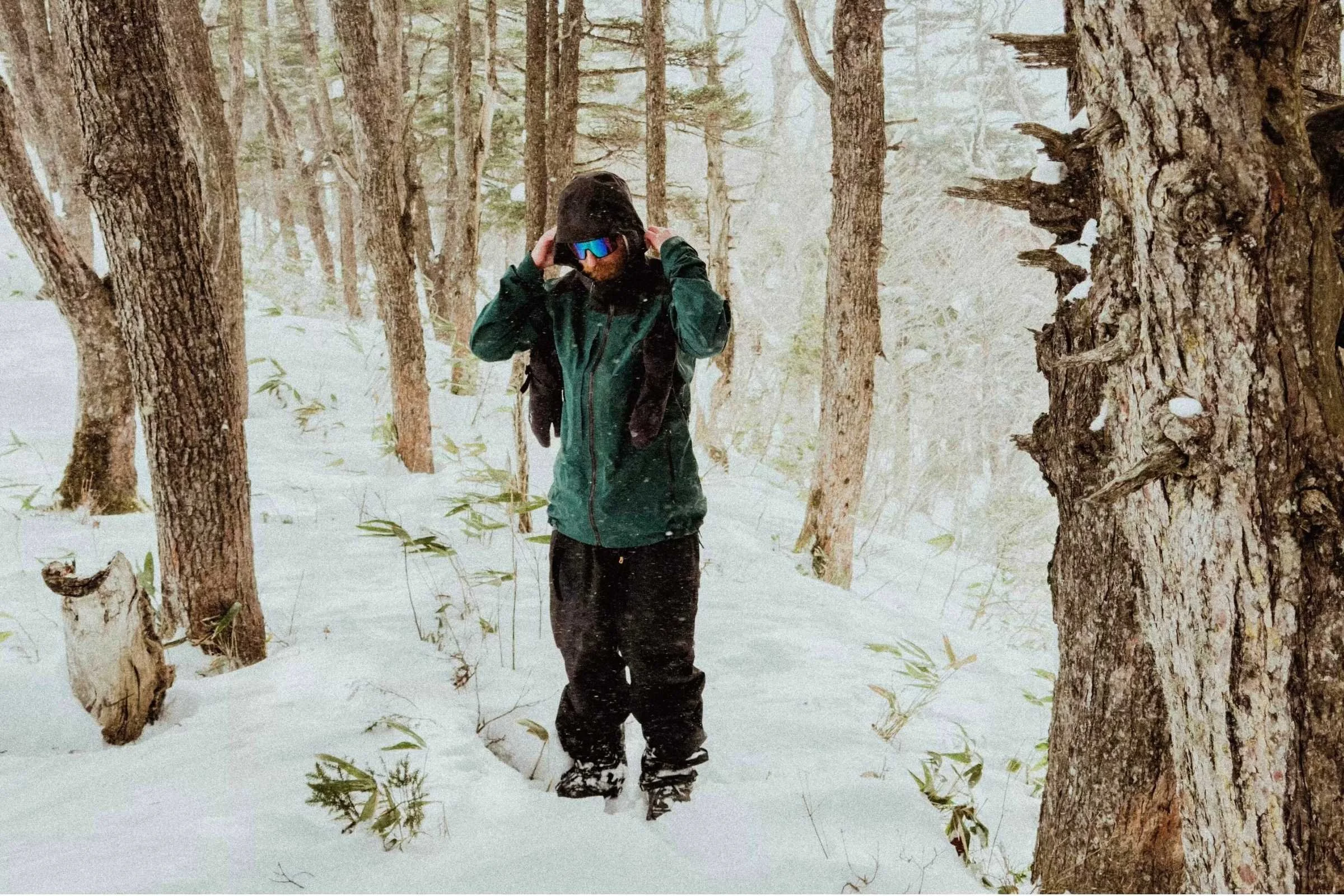 The PowSlayer hood is adjustable and works well over both a hat or a helmet. Photo by Jacob Callaghan.