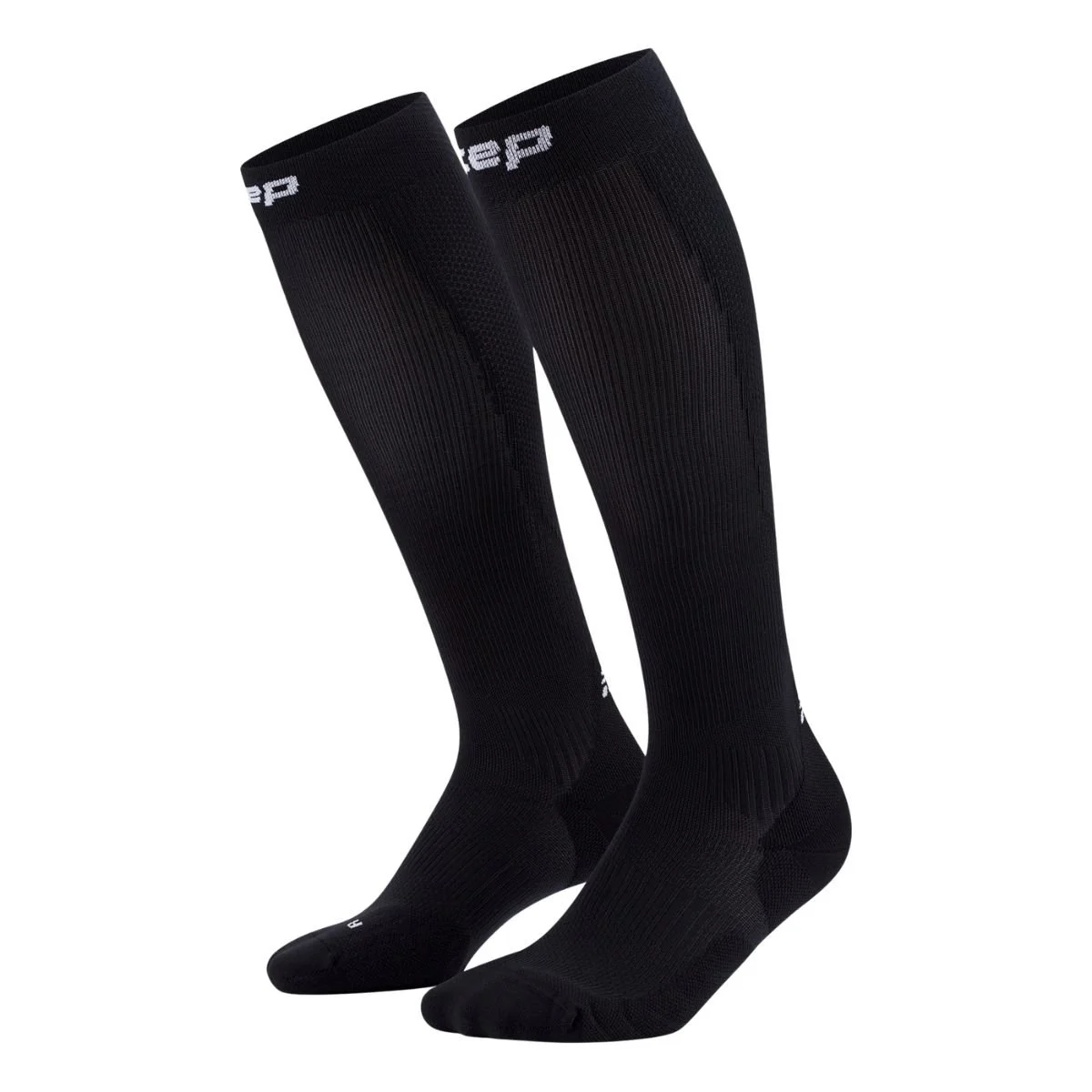 Black CEP Core Run Tall Compression Socks 5.0 with knee-high cuffs