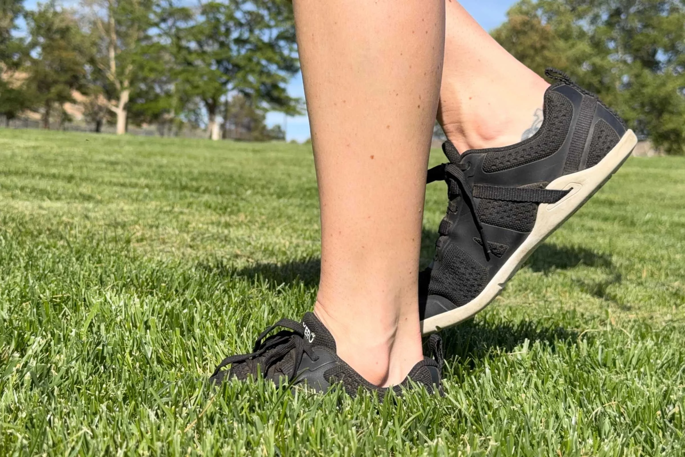 Walking through the grass in the Xero Prio Neo. Photo courtesy Maggie Nichols