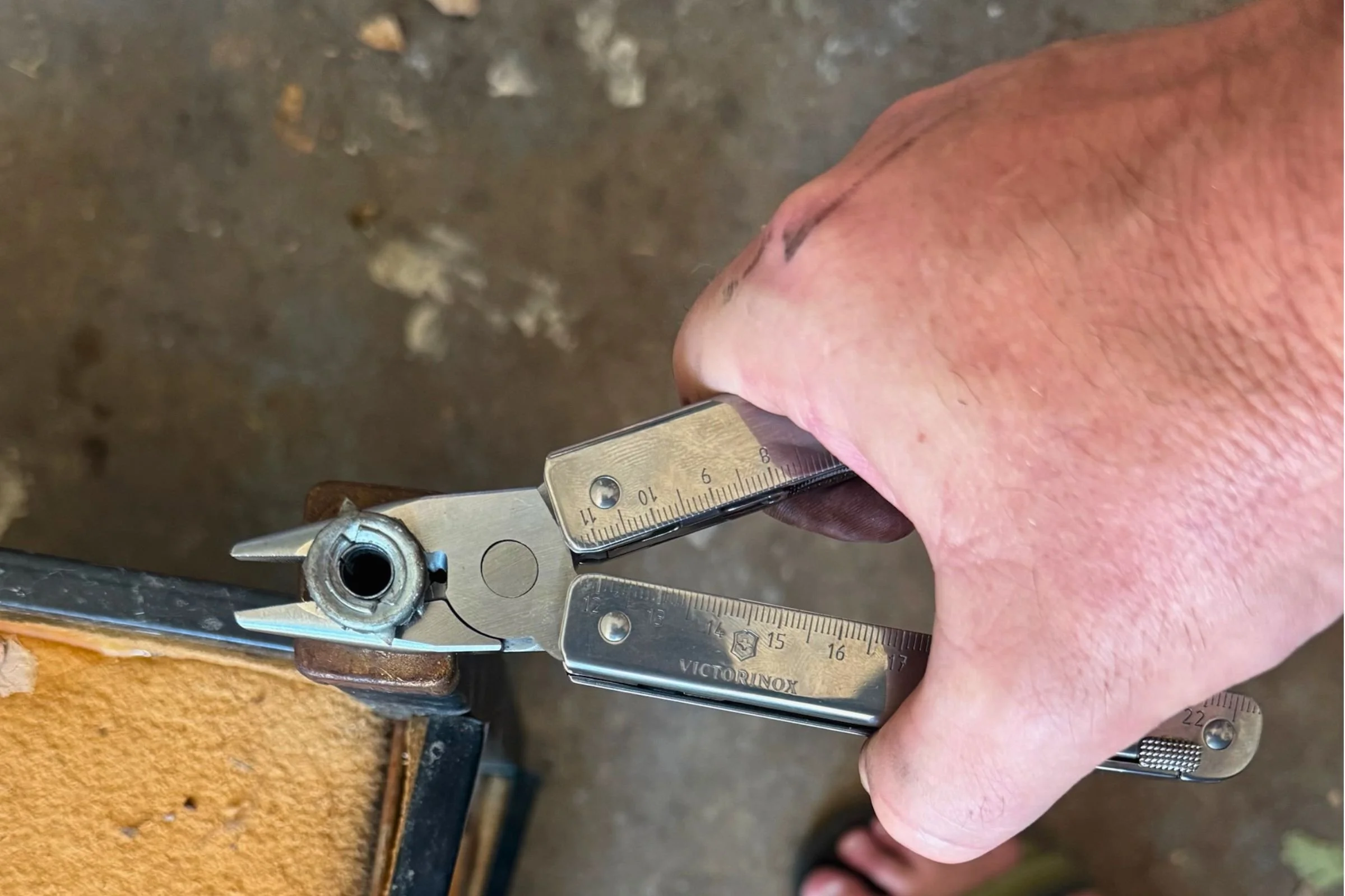 Fixing castors on a cart with the Swiss Tool X. Courtesy Chris Meehan
