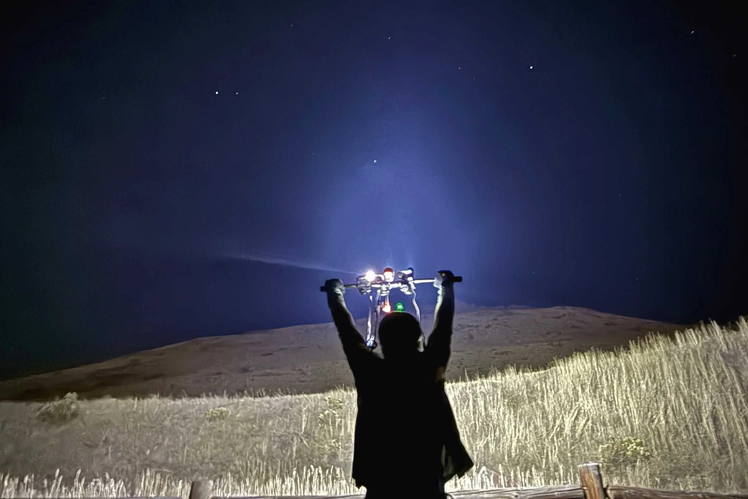 Lighting up North Table Mountain with something like 20,000 lumens. Courtesy Chris Meehan/Sam Schild