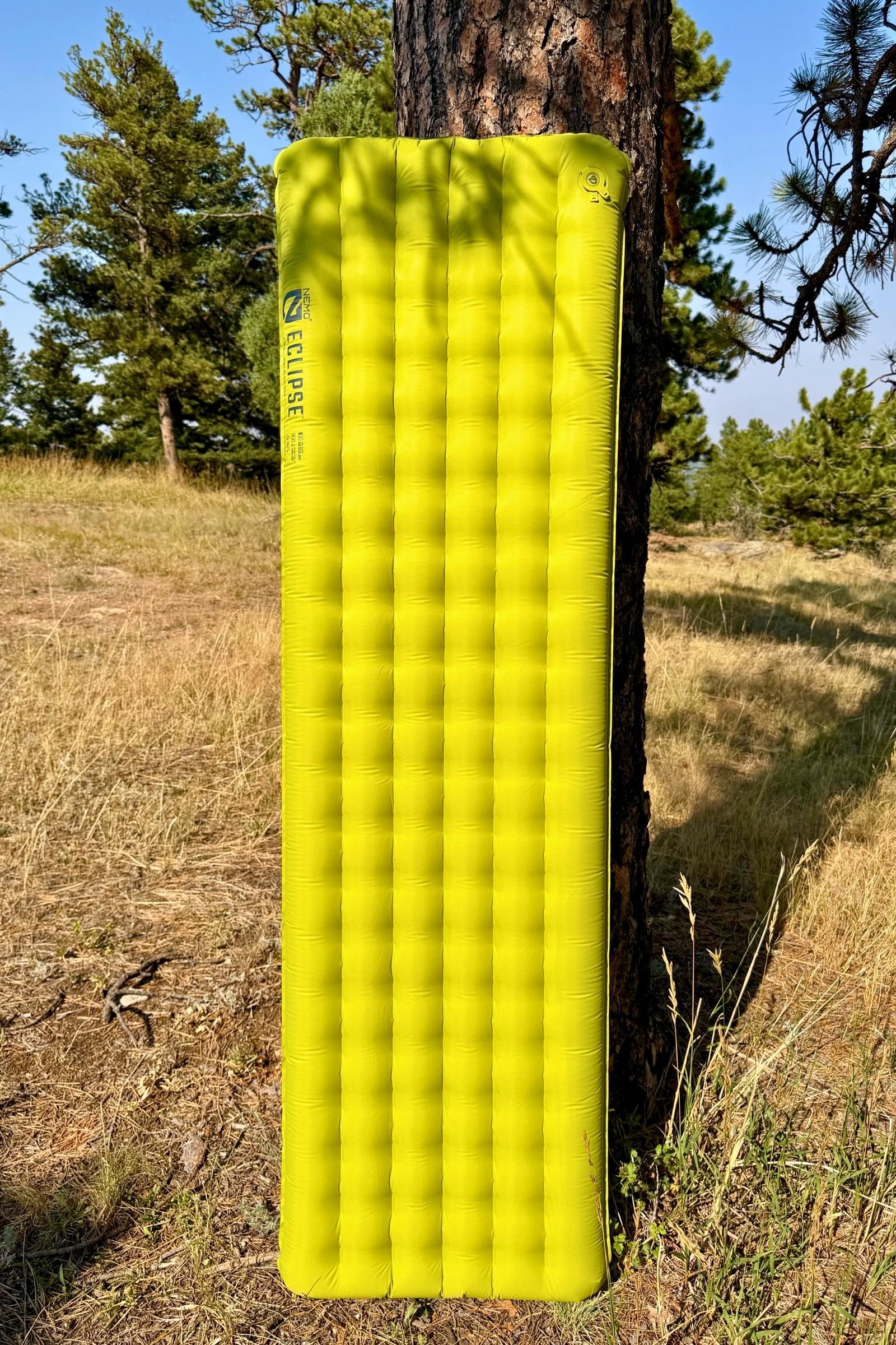 NEMO Eclipse All-Season Sleeping Pad against a tree