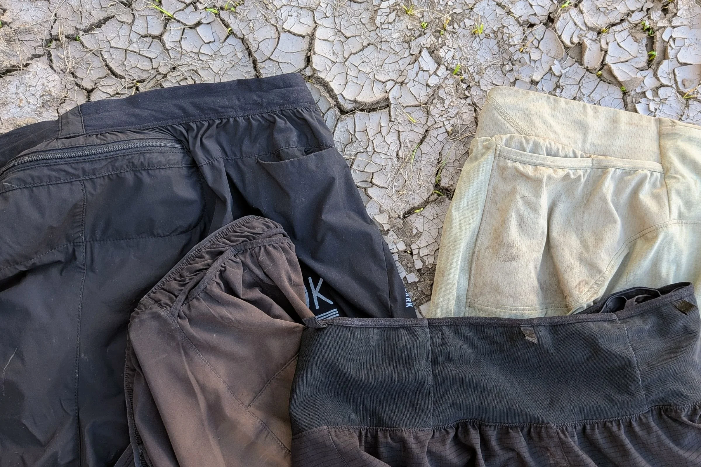The Roark Alta, Patagonia Strider Pro, Terignota Sendero, and Rabbit FKT shorts pictured here are some of the shorts with the most useful pockets we tested.