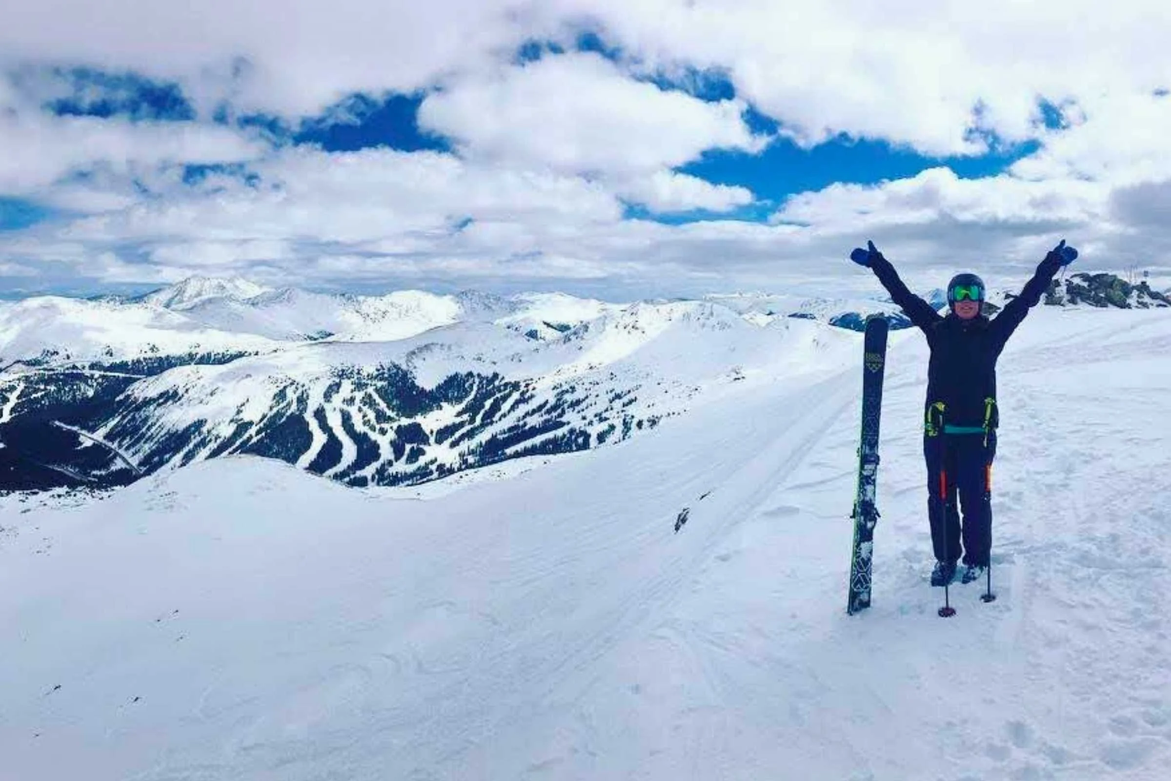 Treeline Review writer Josette Deschaumbeault at Loveland Ski Resort, Colorado. Photo courtesy Josette Deschaumbeault.