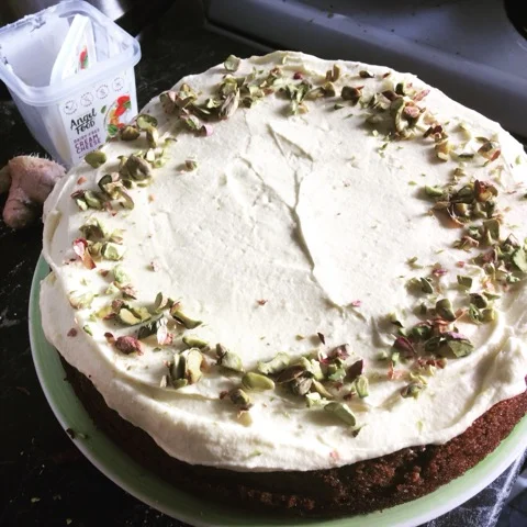 Thanks Bex for sharing your photo and recipe with the Angel Food Recipe Club! This is a beautiful carrot and ginger cake with orange zest cream cheese frosting, yum!