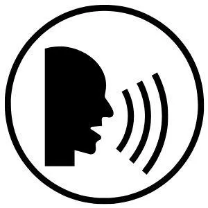 Speaker or person speaking with sound waves