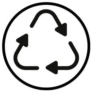 Recycling symbol with three arrows forming a triangle