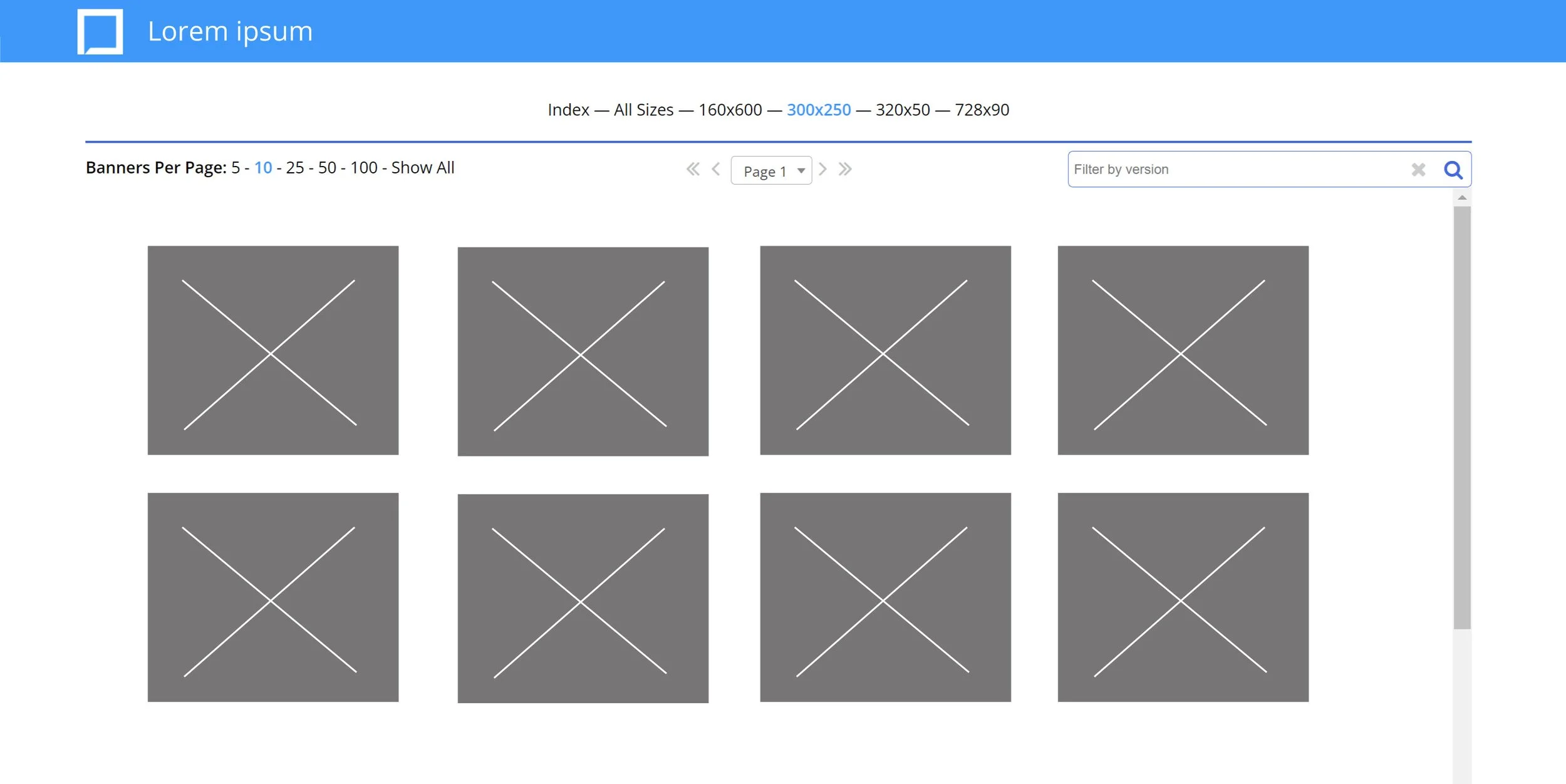 Screenshot of a wireframe to represent the Advanse Dashboard Revamp project.