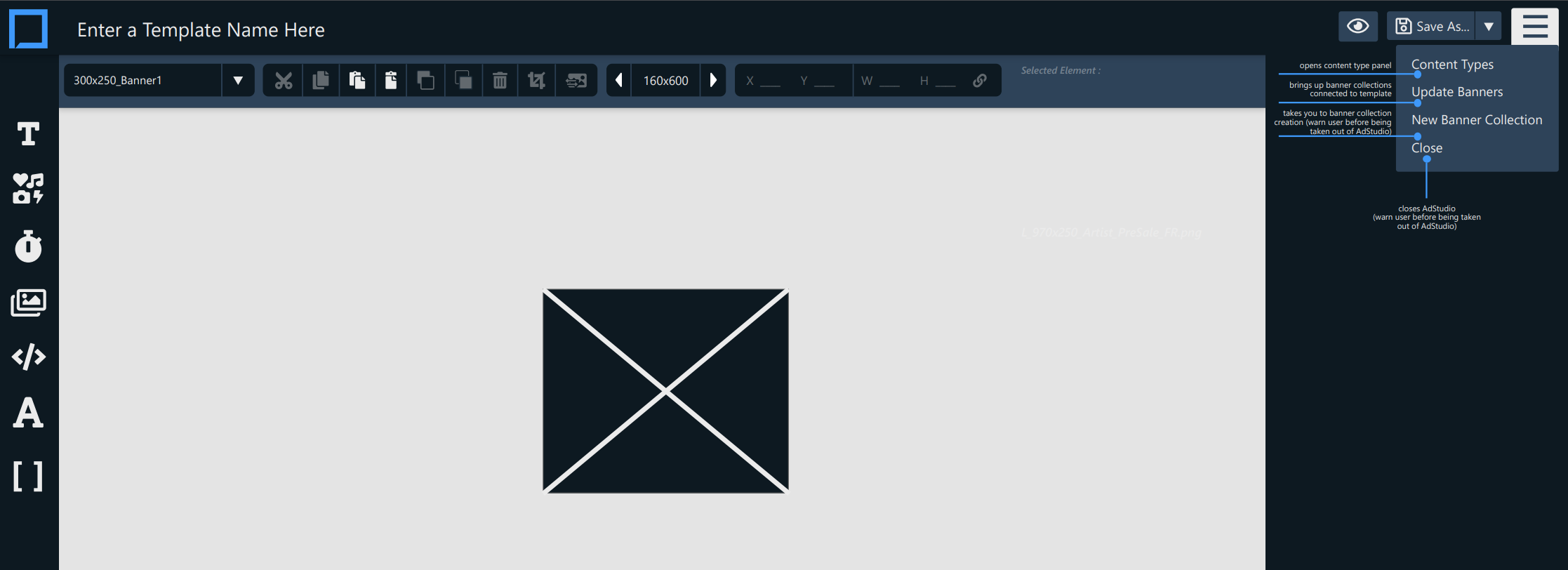 Screenshot of AdStudio Wireframe