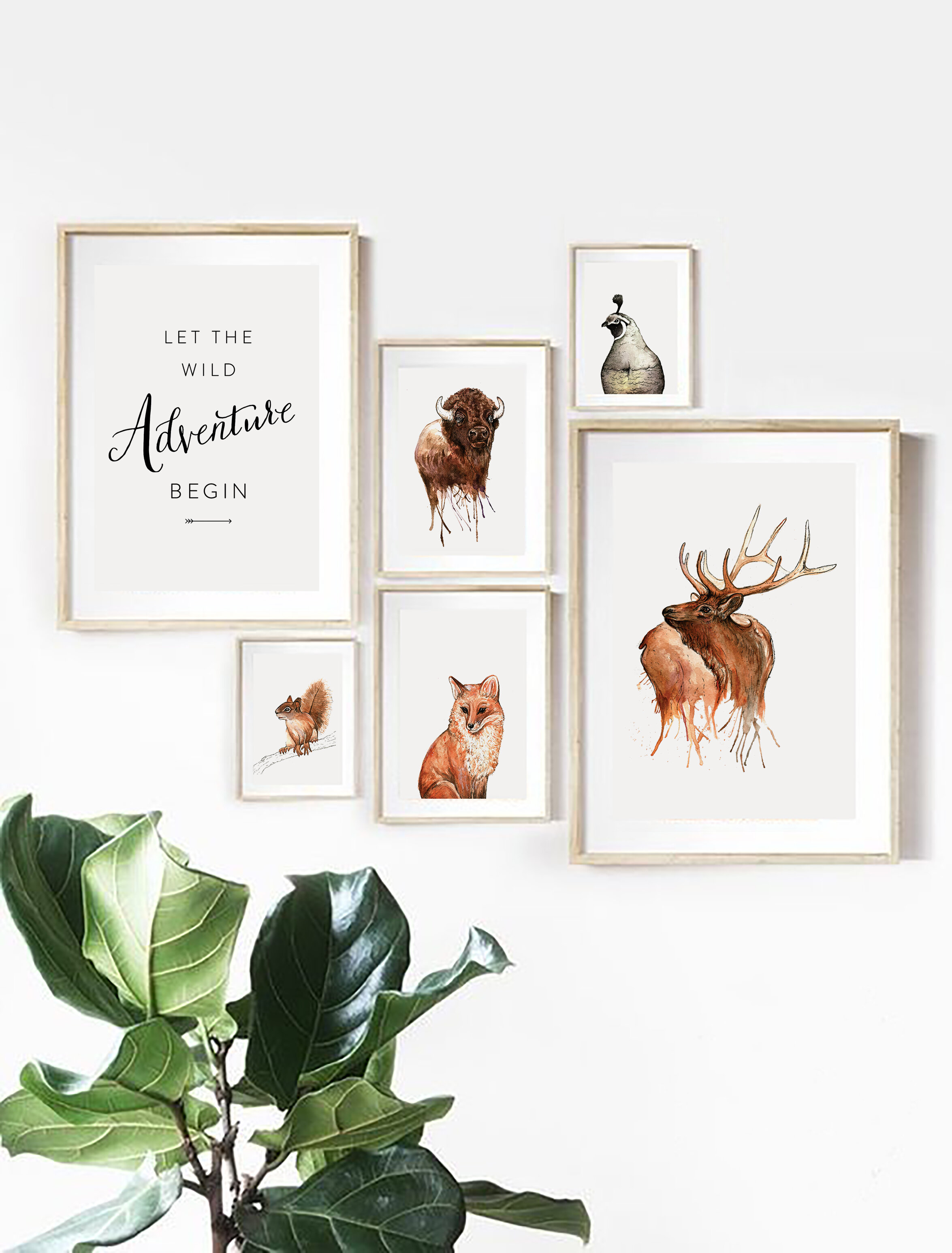 Wild Woodland Watercolor Set of 6 (digital download)