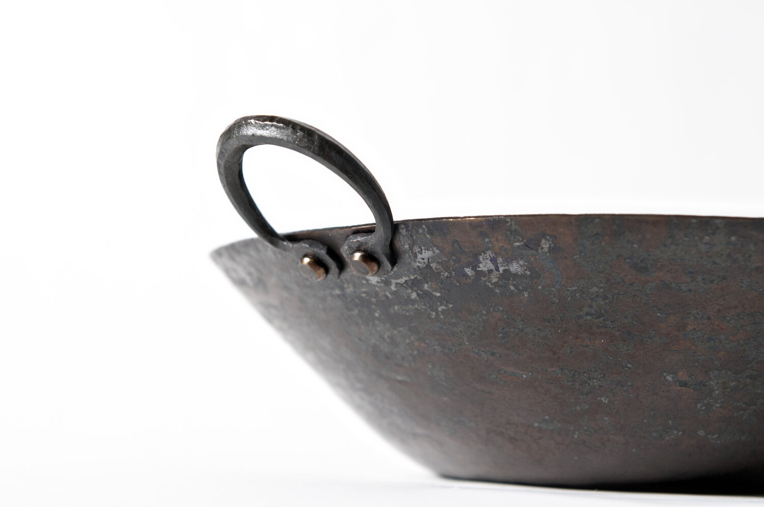 Hand forged custom wide bottom wok — Cole Aurichio Ironworks