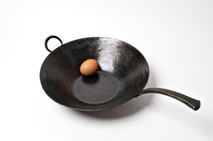 Hand forged custom wide bottom wok — Cole Aurichio Ironworks