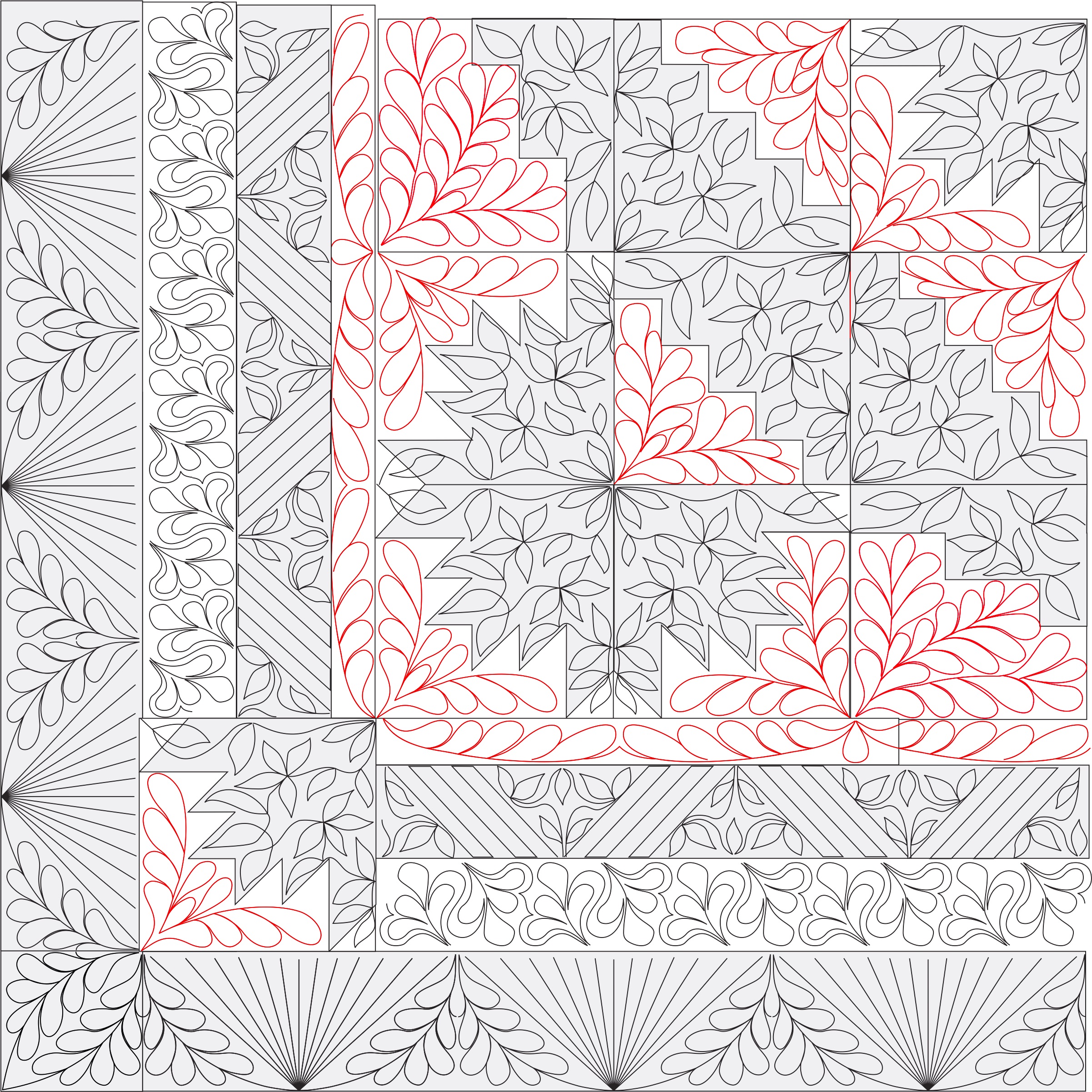 Layout of a quarter of the quilt.