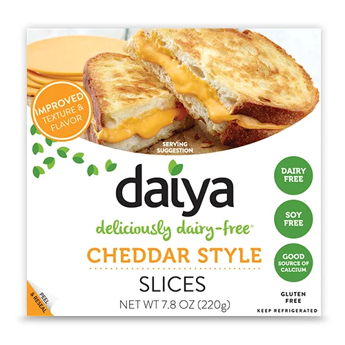 Daiya Deliciously Dairy-Free cheddar Style Slices (https://daiyafoods.com/our-foods/slices/cheddar/)