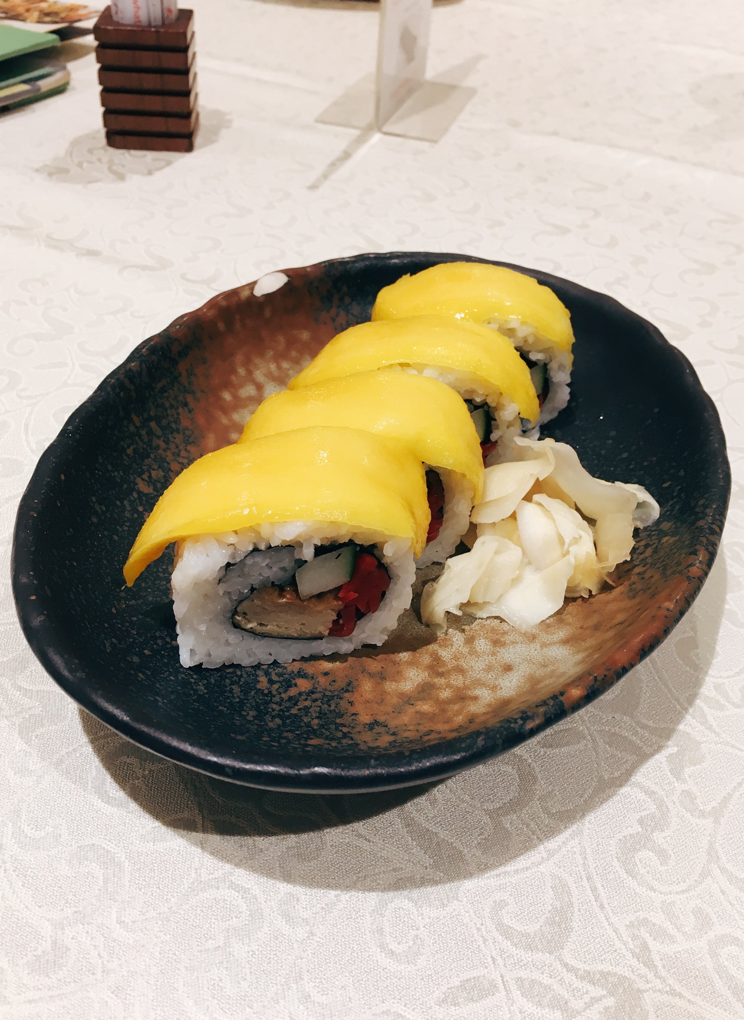 Mango + 'pork' sushi