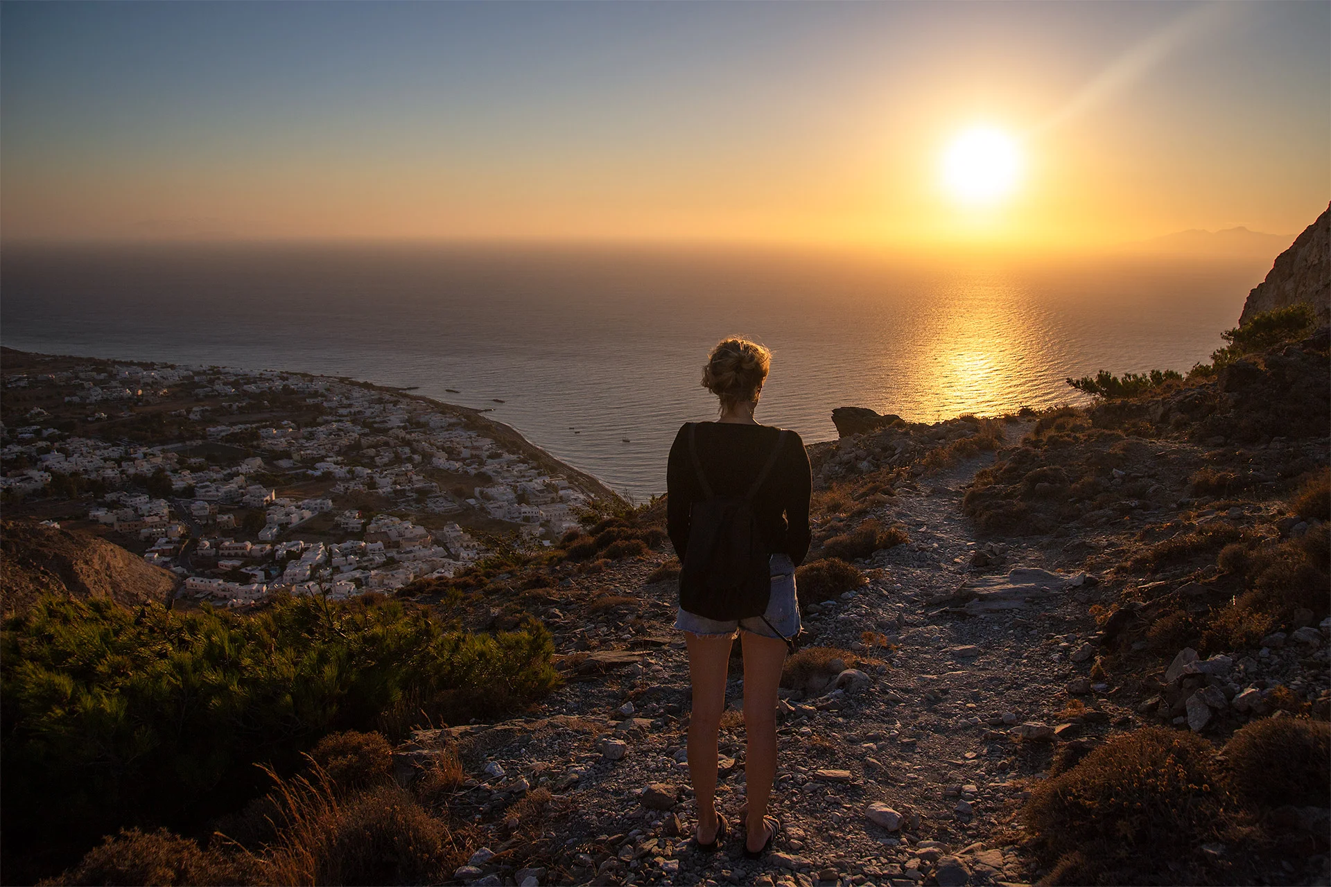 Sunrise in Kamari, Santorini — Greece