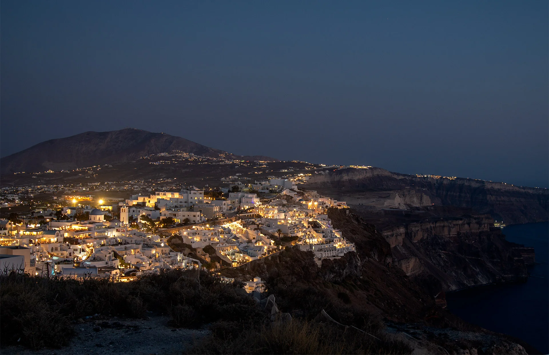Santorini (by night) — Greece
