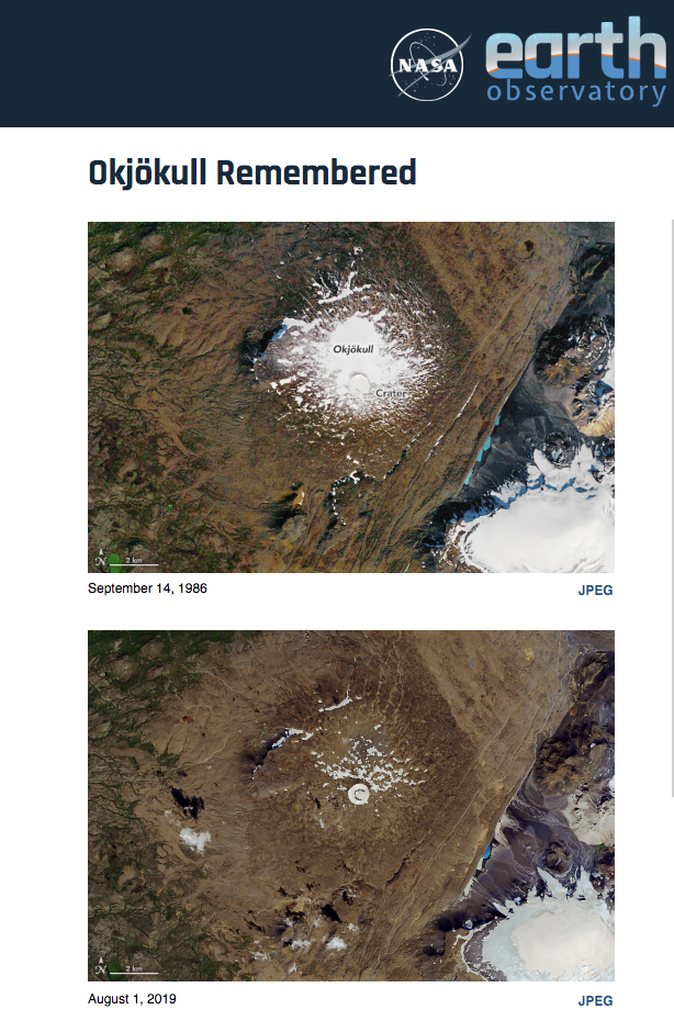 The disappearing glacier. Okjokull, Iceland