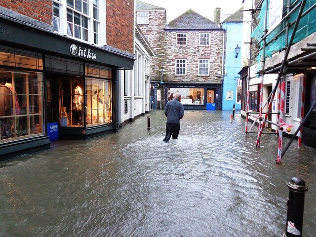 Flooded shops in Fowey Cornwall.jpg