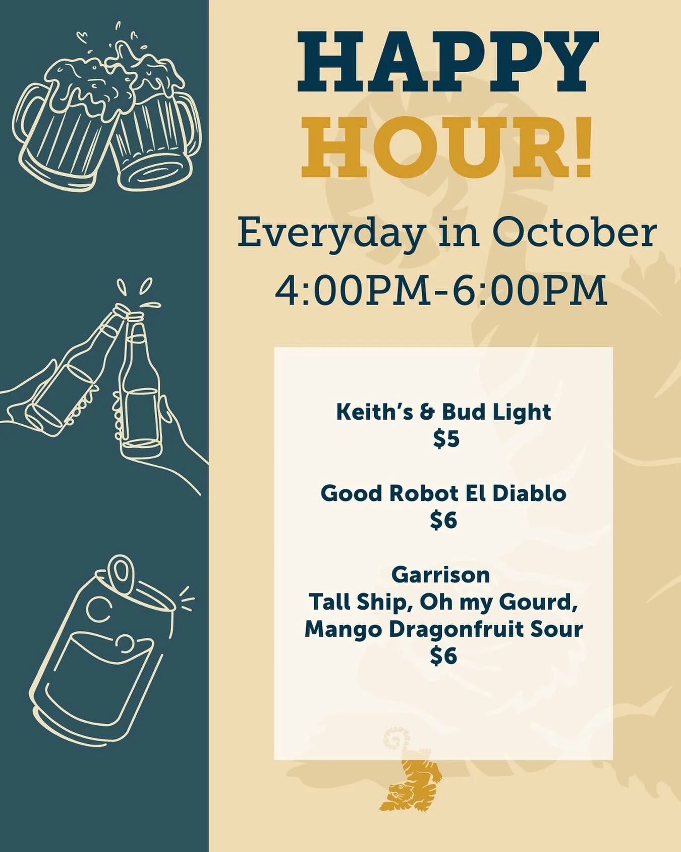 October just got even better! Happy Hour is here at The Abstract!🍻
All the month long, enjoy pints of Keith’s, Bud Light, El Diablo and Garrison at a special Happy Hour price!
Stop by, sip local (and classic), and make October your happiest