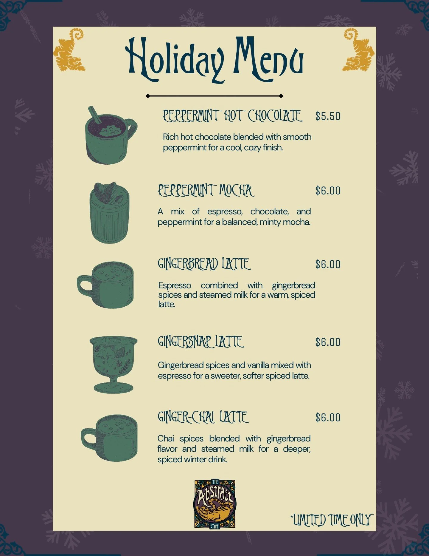 Cold outside? Our holiday sips have you covered. Our new syrups have arrived - GingerBread and Peppermint. ☕️

Come on in and try them today!! ❄️🎄

#AbstractCafe #holidayseason