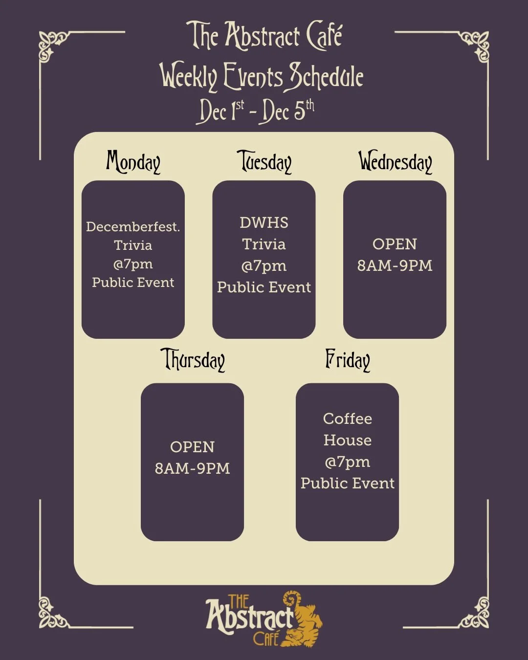 Only two weeks left before we close for the holidays, but don&rsquo;t worry we have tons of excited events happening! Swipe through to learn more!