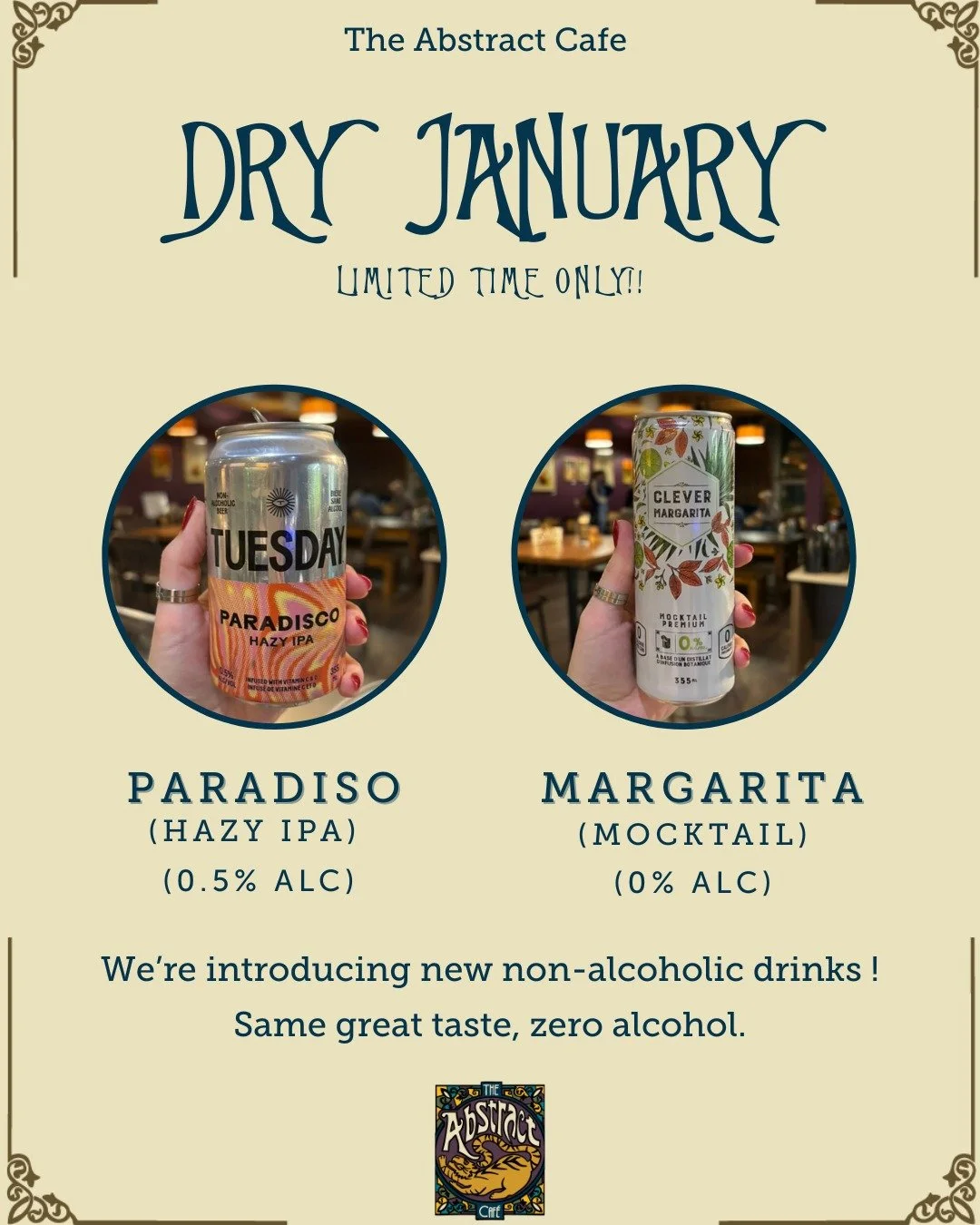 Dry January just got an upgrade. 🍹

Meet our two zero-proof stars: the Paradiso Hazy IPA and the Clever Margarita &mdash; all the flavor, none of the alcohol.