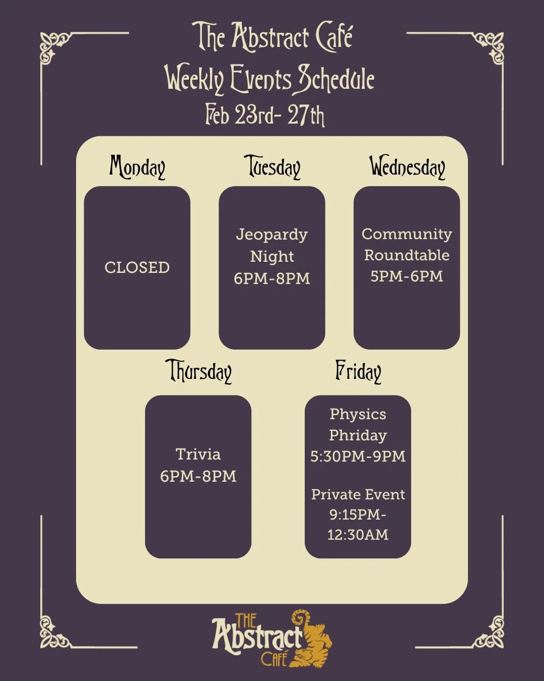 Welcome back! We hope your reading week was restful! Come by this week and check out these events!