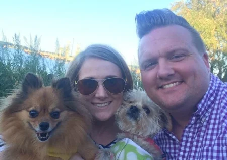 My wife, Erin and our 2 fur kids - Cherry the Pomeranian and Precious the rescue YorkiePoo