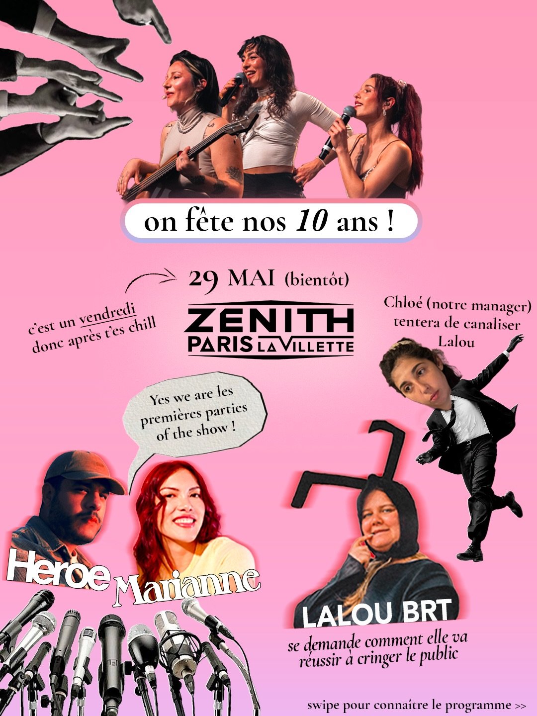 Rendez-vous au Z&eacute;nith de Paris le 29 mai !! Si t&rsquo;as toujours pas pris ta place, c&rsquo;est que t&rsquo;avais pas toutes les infos sur le programme de la soir&eacute;e !

En premi&egrave;re(s) partie(s) on est trop heureuses de pouvoir c