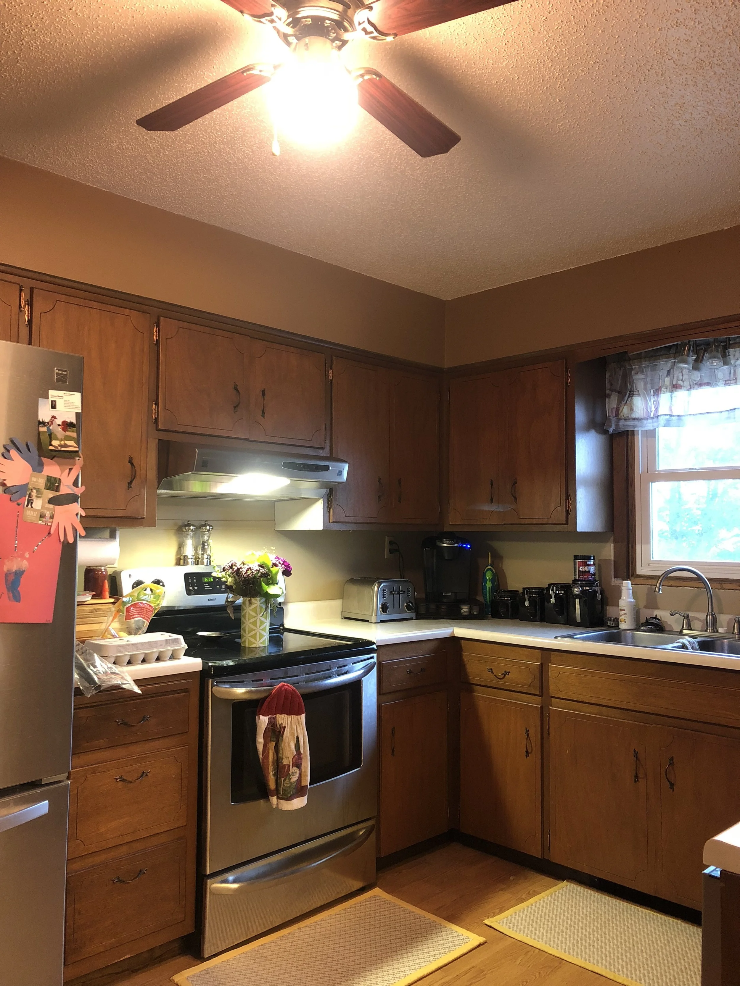 Unique code: OROThis entrant shares this is the home that her daughter and she live in by themselves, a "move-on house" from the 1970's. She says the cabinets make for a very dark kitchen that isn't inviting. She shares, "My husband and I were plann…