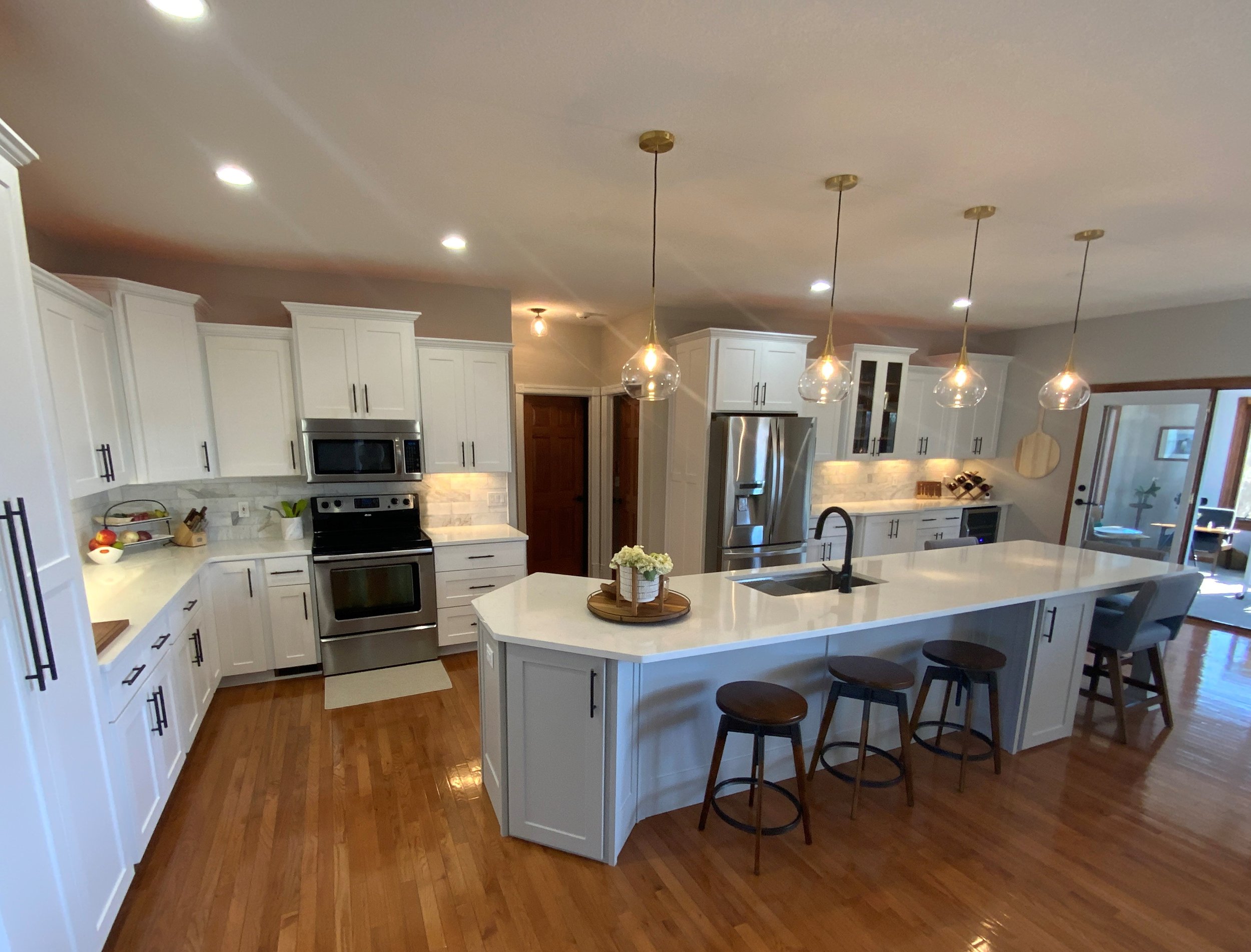 large white kitchen cabinets with island remodel