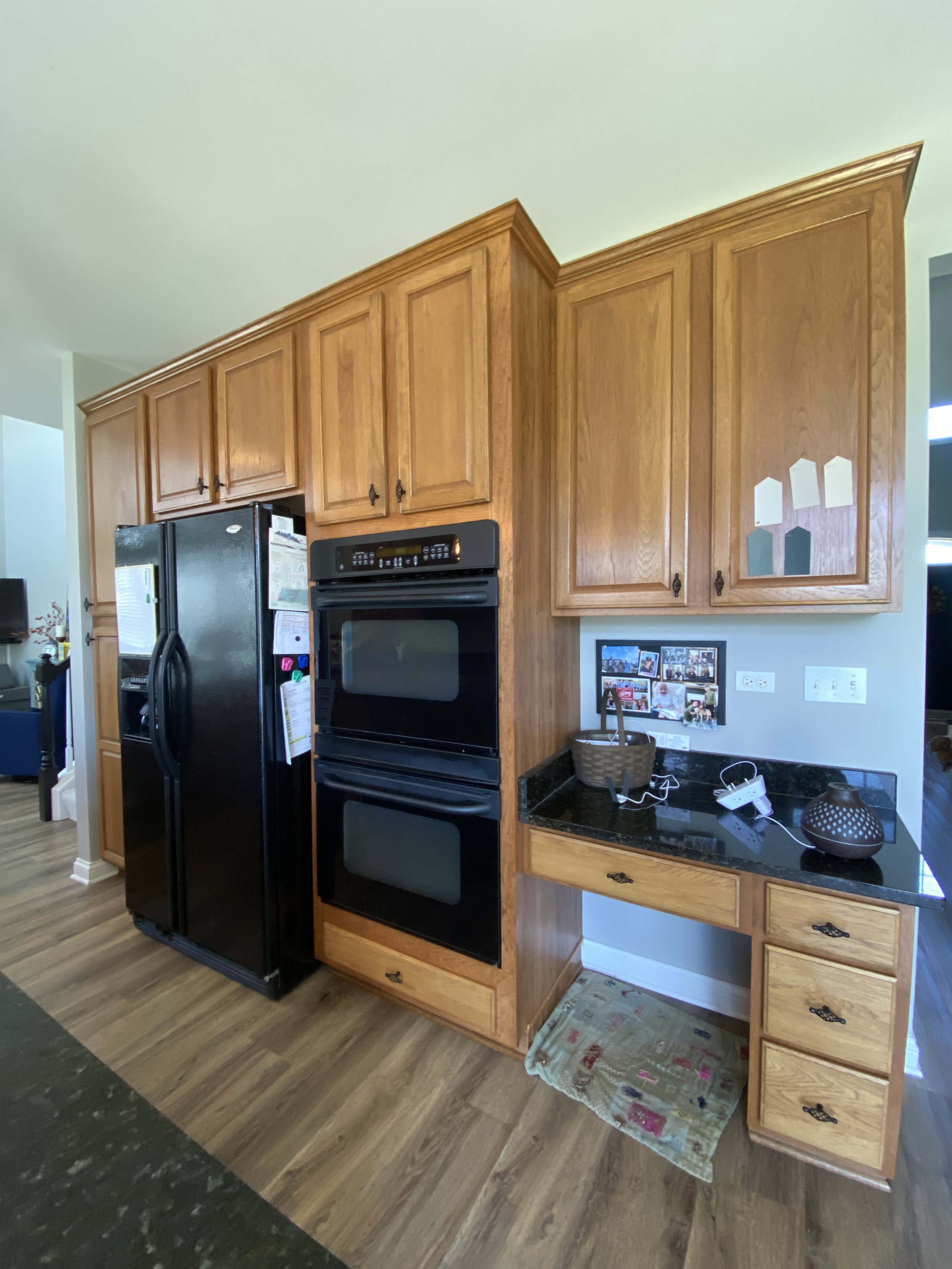 Kitchen Pencil Desk Pantry Before Remodel to Pantry with Cabinet Rollouts