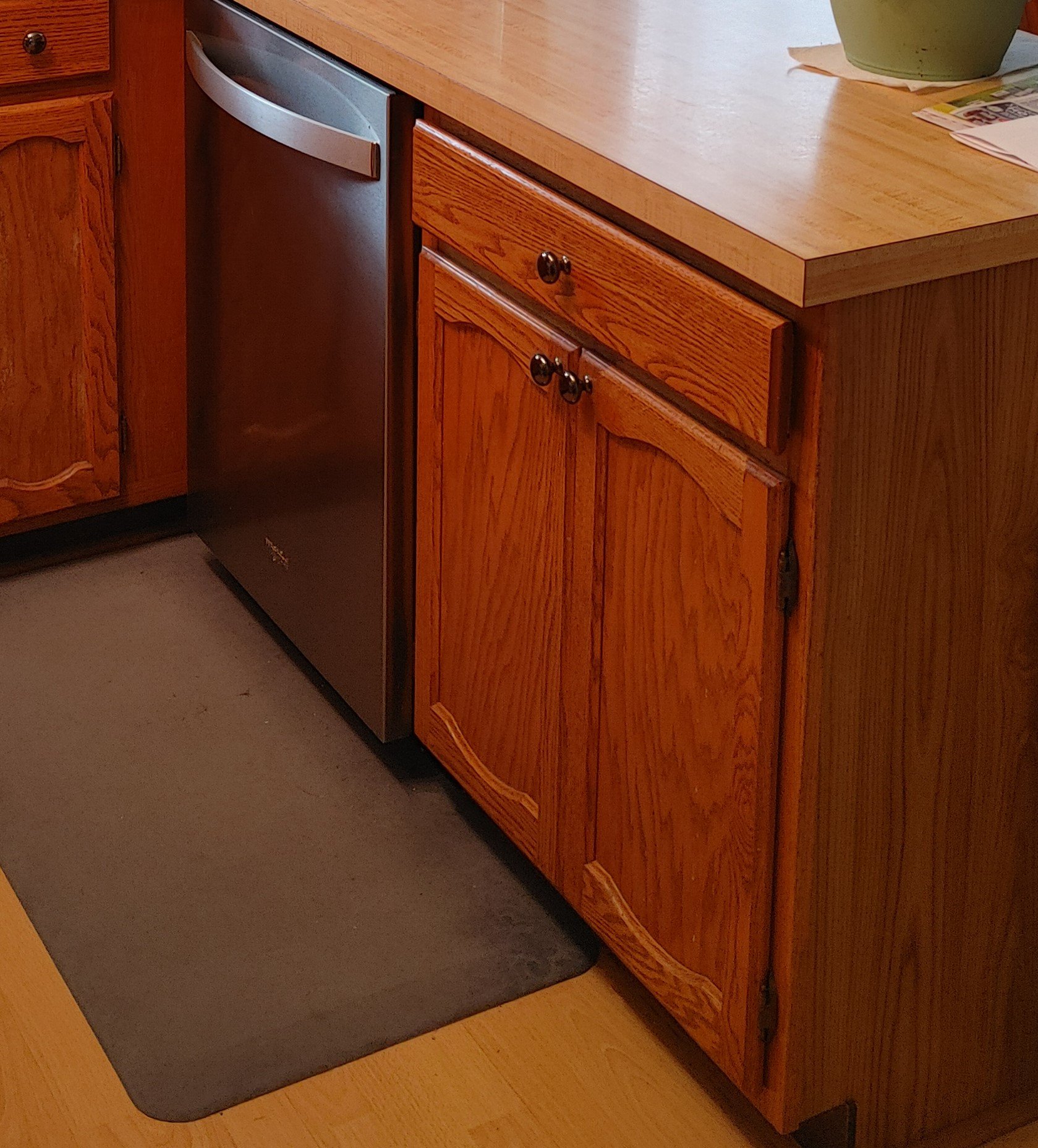 Dated Honey Oak Kitchen Cabinet Doors with Exposed Hinges