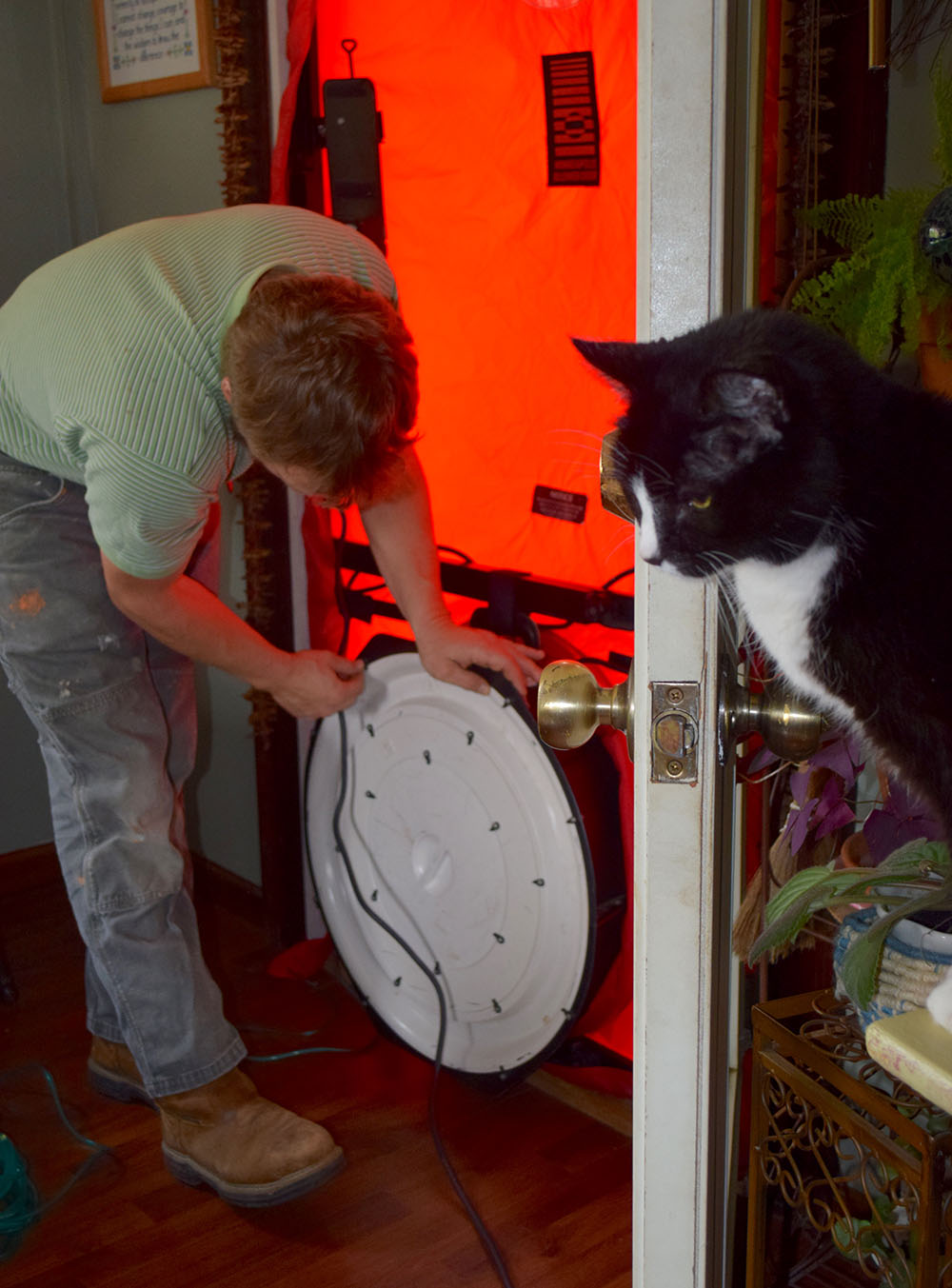 Setting up the blower door for testing