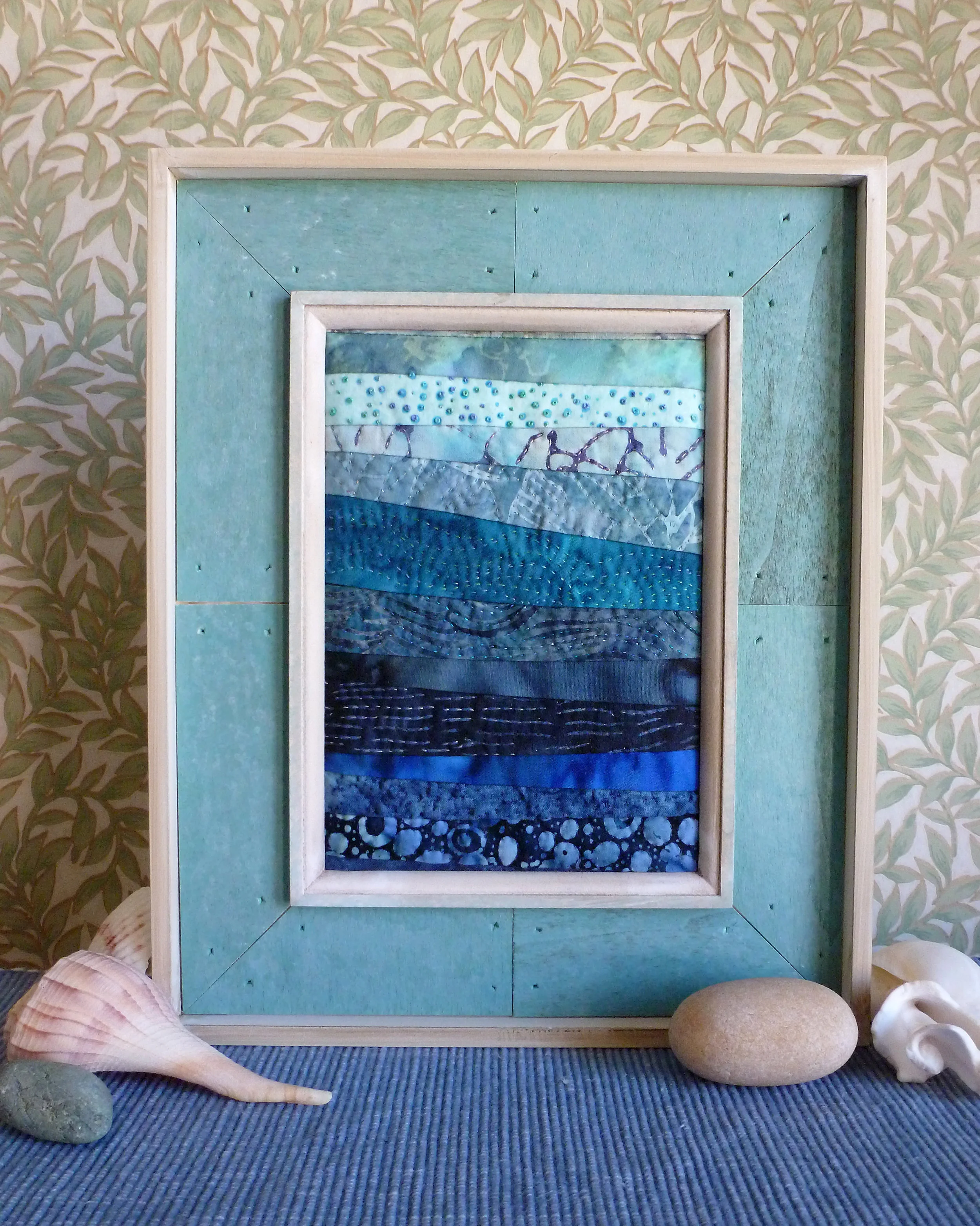 Strata - Beach House: Machine pieced, hand-quilted. (7" x 9")