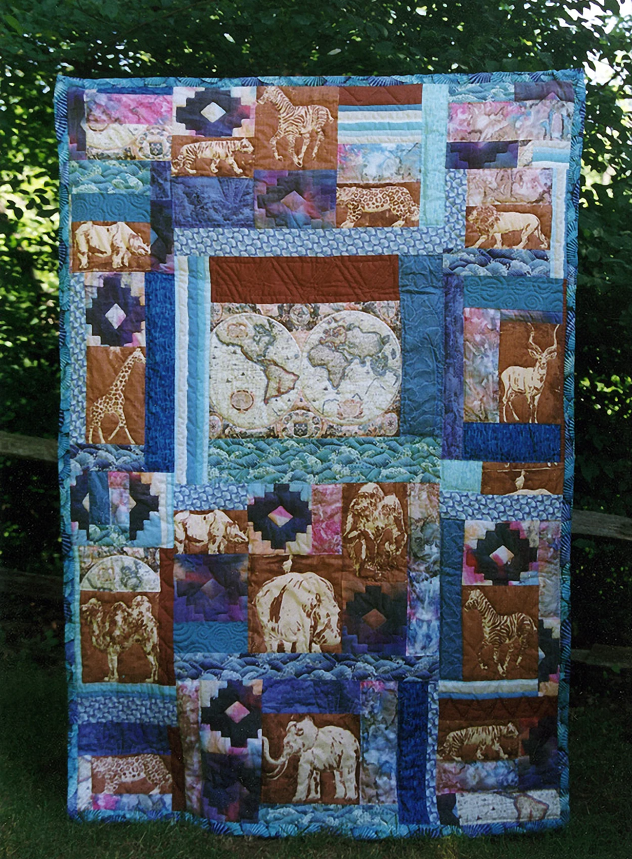 Lou's Quilt: Machine pieced & hand-quilted.