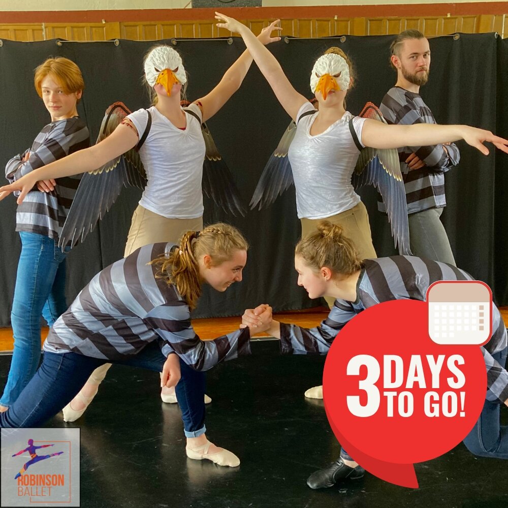 3 days to showtime! 

Eagles and racoons make a ferocious team in 'Maggie Mazurka' as part of our '3 Shorts' show this weekend at The Gracie. We hope to see you all there! 

www.robinsonballet.org/3shorts