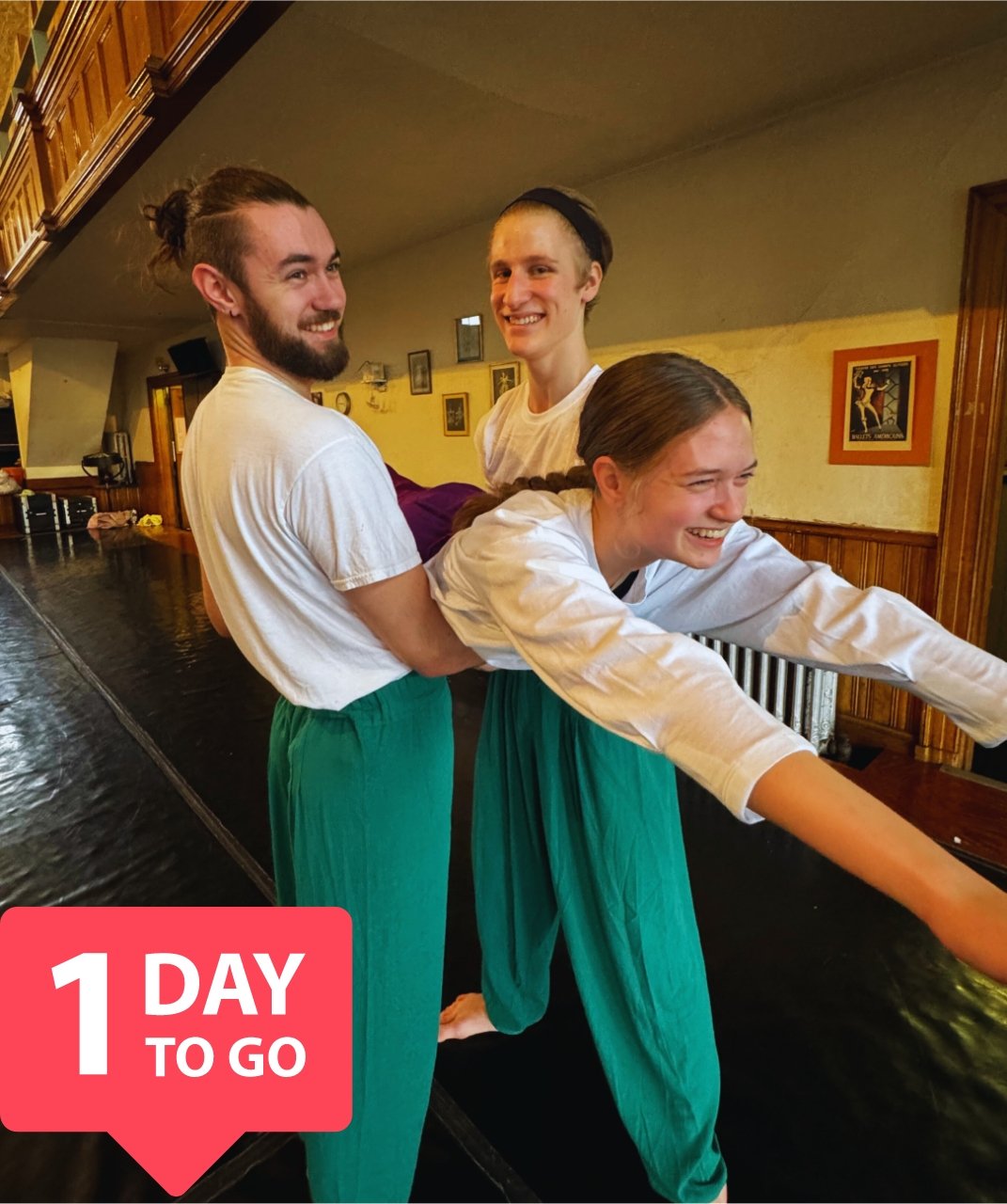 1 day until 'Robinson Ballet Presents: Springs' opens! This is a family friendly production for all ages. Set to the music of Steel Drums, 'Times 9 + 3' is a work inspired by dancers&rsquo; improvisations.  This collaborative method yields exciting p