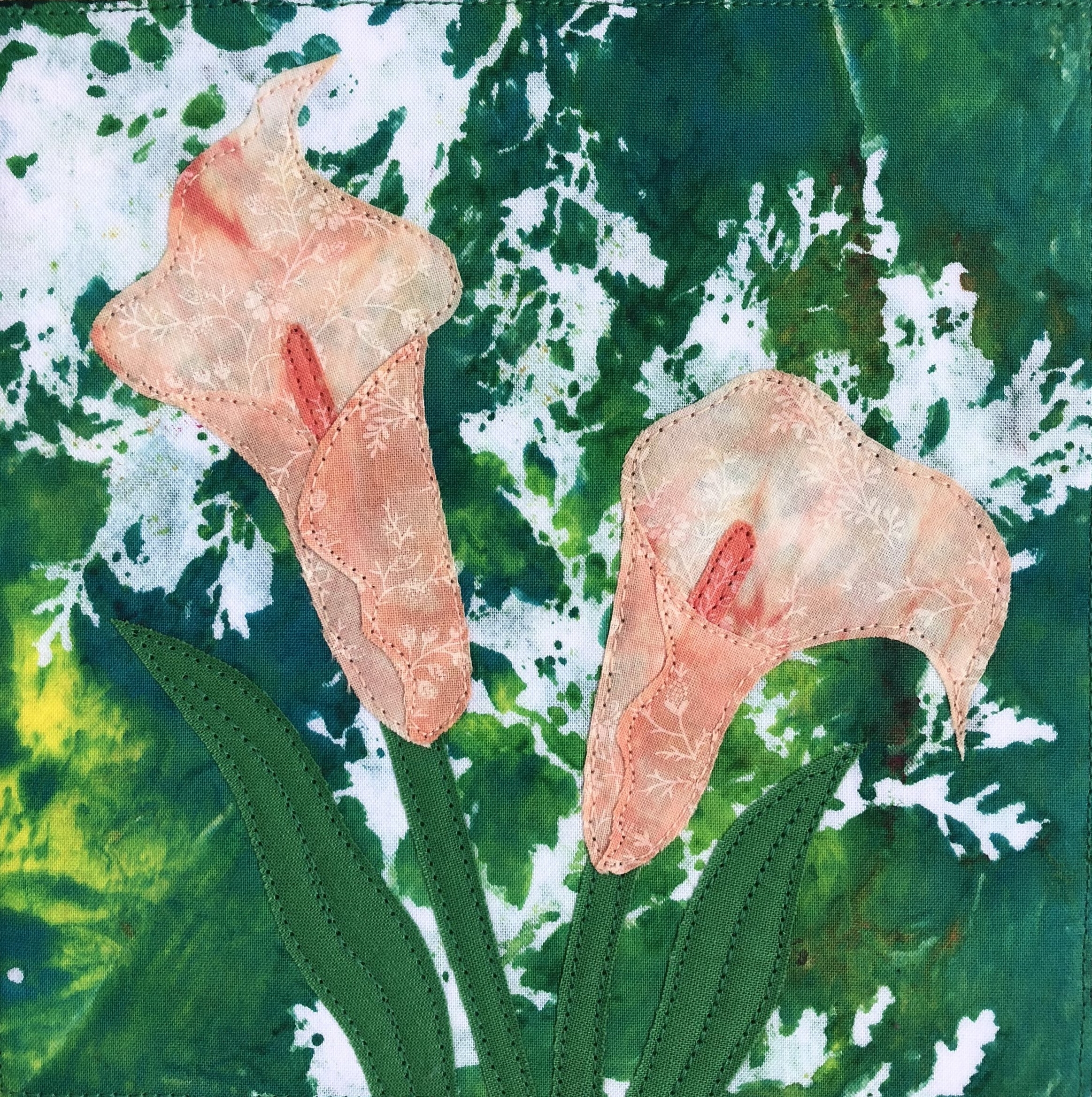 Peach Callalilies  6"x6"