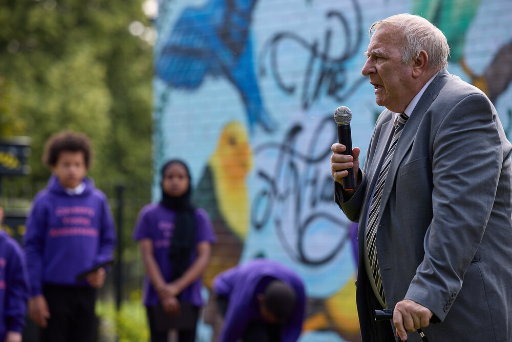 Cllr John Mutton praises the children's work and recounts his own moving visit to Hiroshima