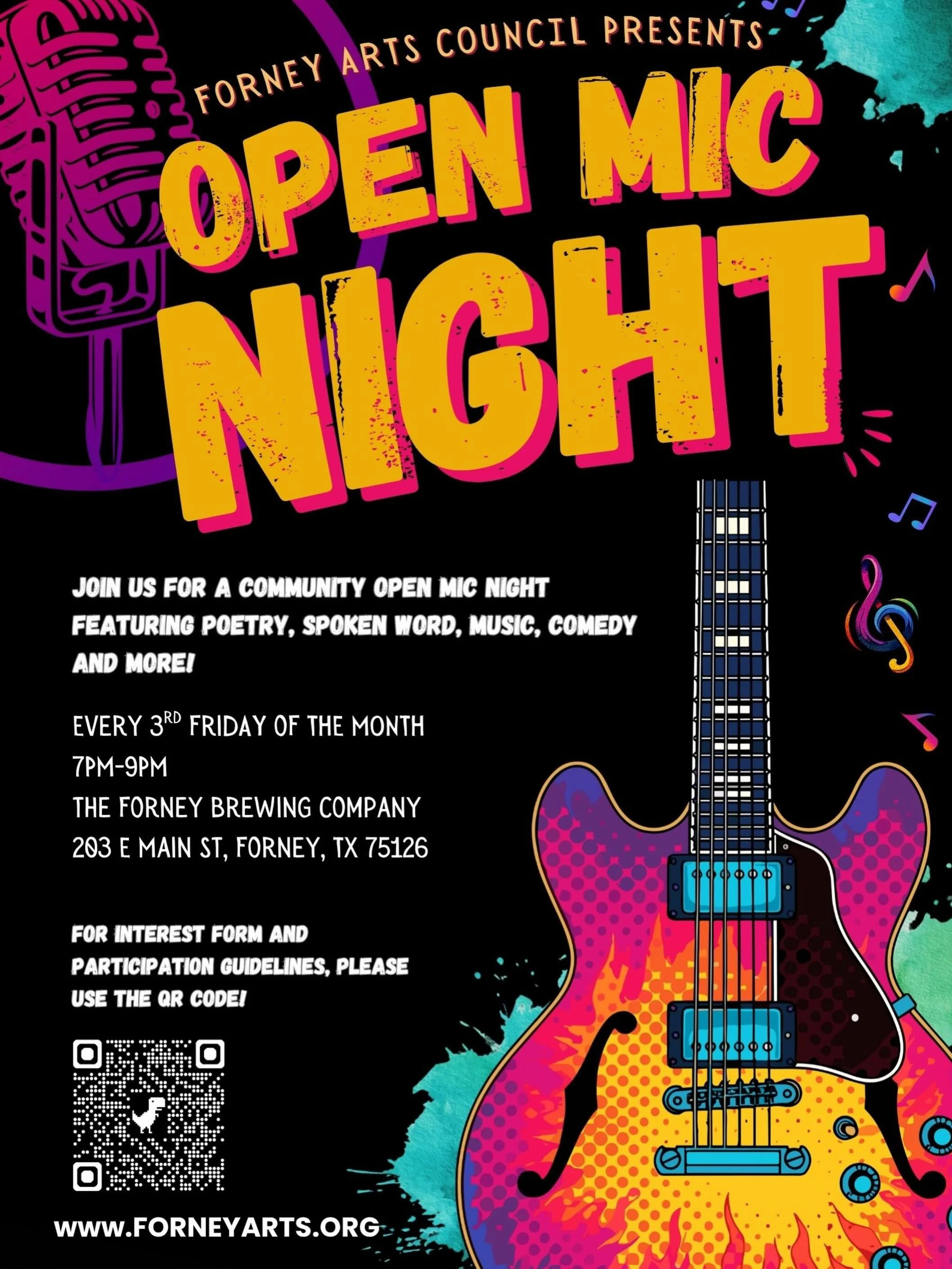 It&rsquo;s time for another FAC Open Mic night at Forney Brewing Company in downtown Forney! See you on Friday, 5/15, 7-9pm!