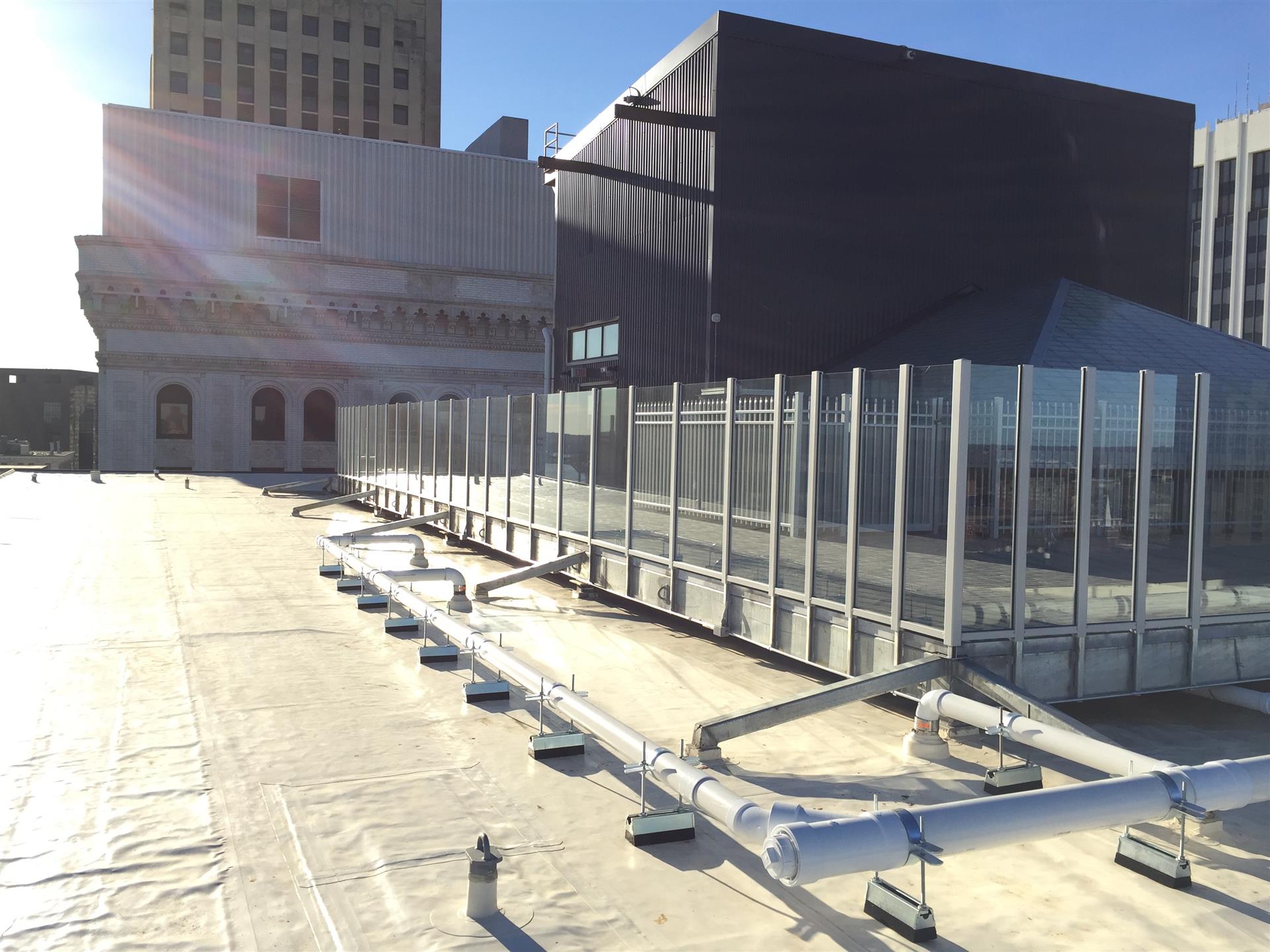 Pioneer Endicott 17th floor amenity room and rooftop sundeck complete