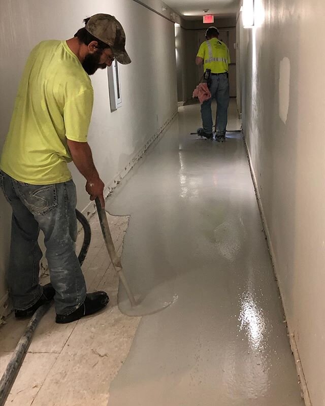 It&rsquo;s been a minute but we&rsquo;re back out in St. Louis Park and the guys are pouring gypcrete at Cityscape Apartments today as part of their water damage repairs. More work and posts to come! #CroweConstruction #Construction #PouringFloors #G