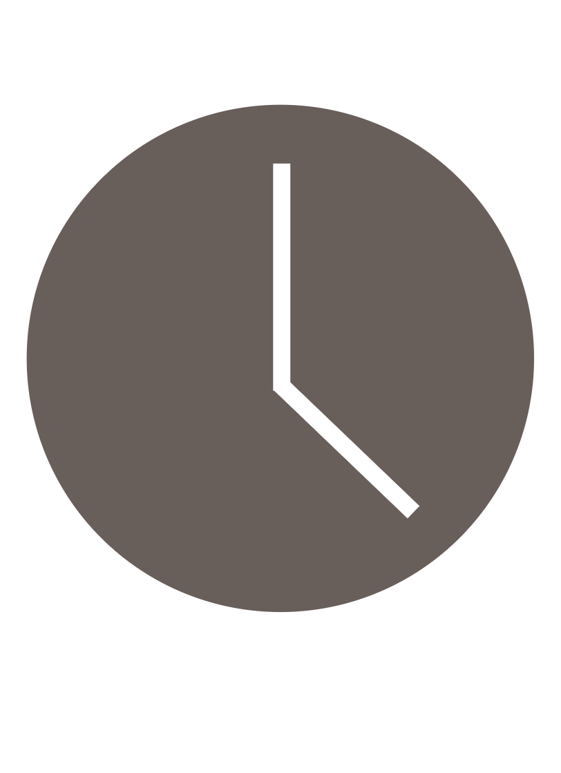Gray clock face showing three o'clock with white hands.