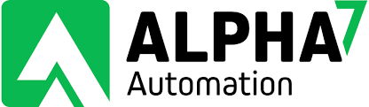 Alpha7 Automation logo with a green triangular design and stylized text.