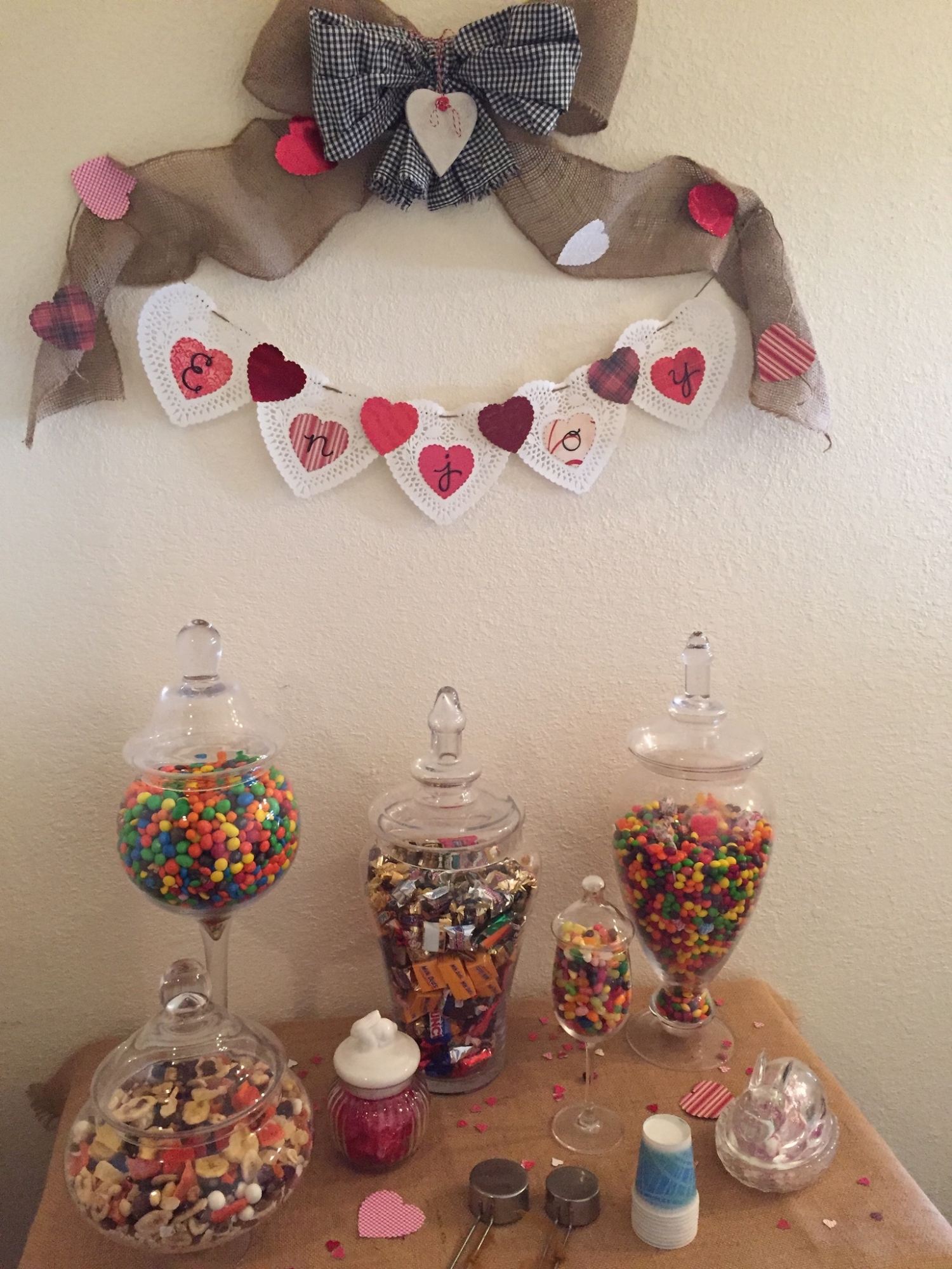 Snack bar decorated for Valentine's Day