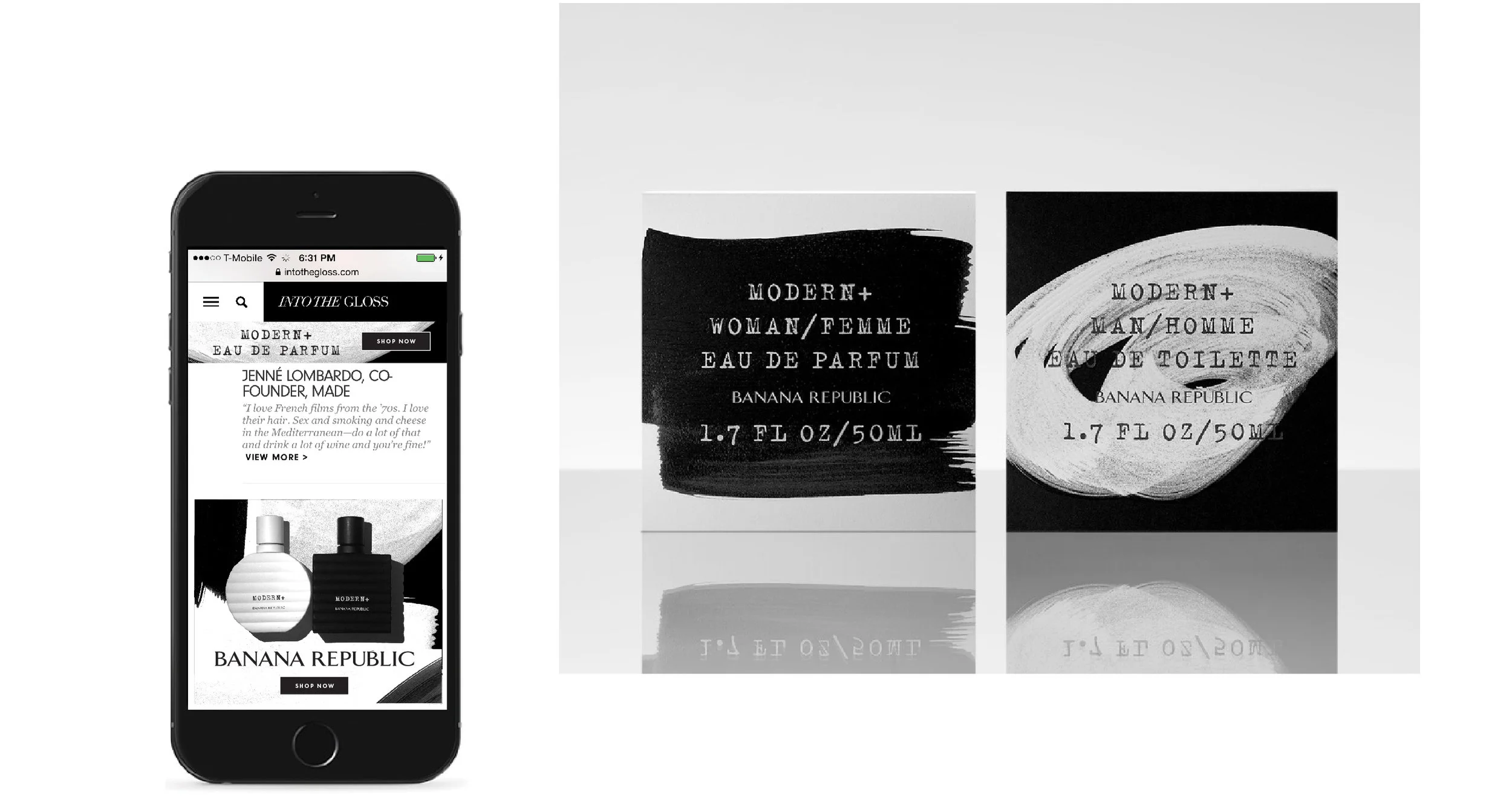 Modern + Packaging and advertising.