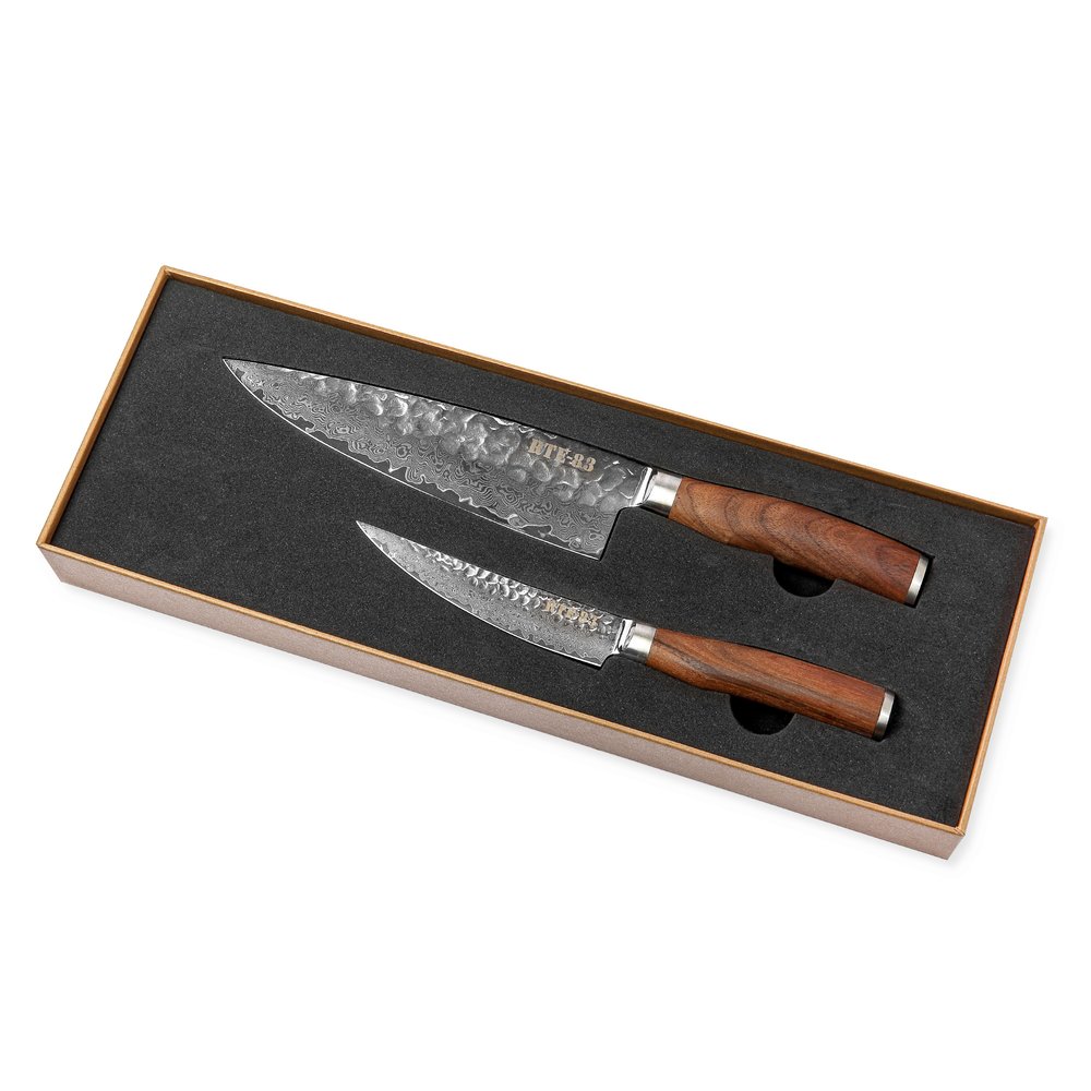 Wildrose - Damascus 4 Piece Steak Knife Set & Leather Roll – Forged Blade