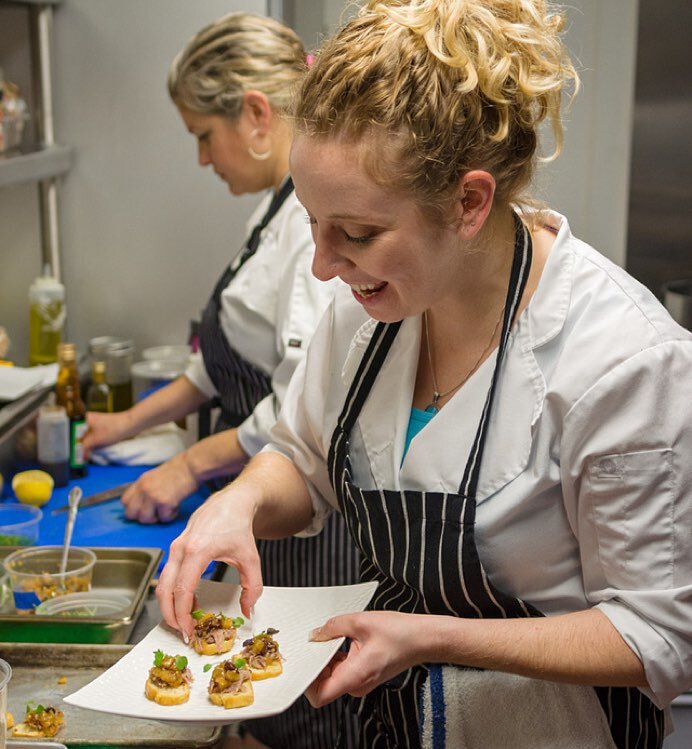 Chef Samantha cooking for a private dinner party